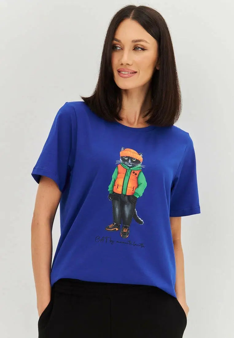 Blue t-shirt hoodie cat - Funny Cat T-shirt | For Cat Lovers | CAT by maniita lacitta
