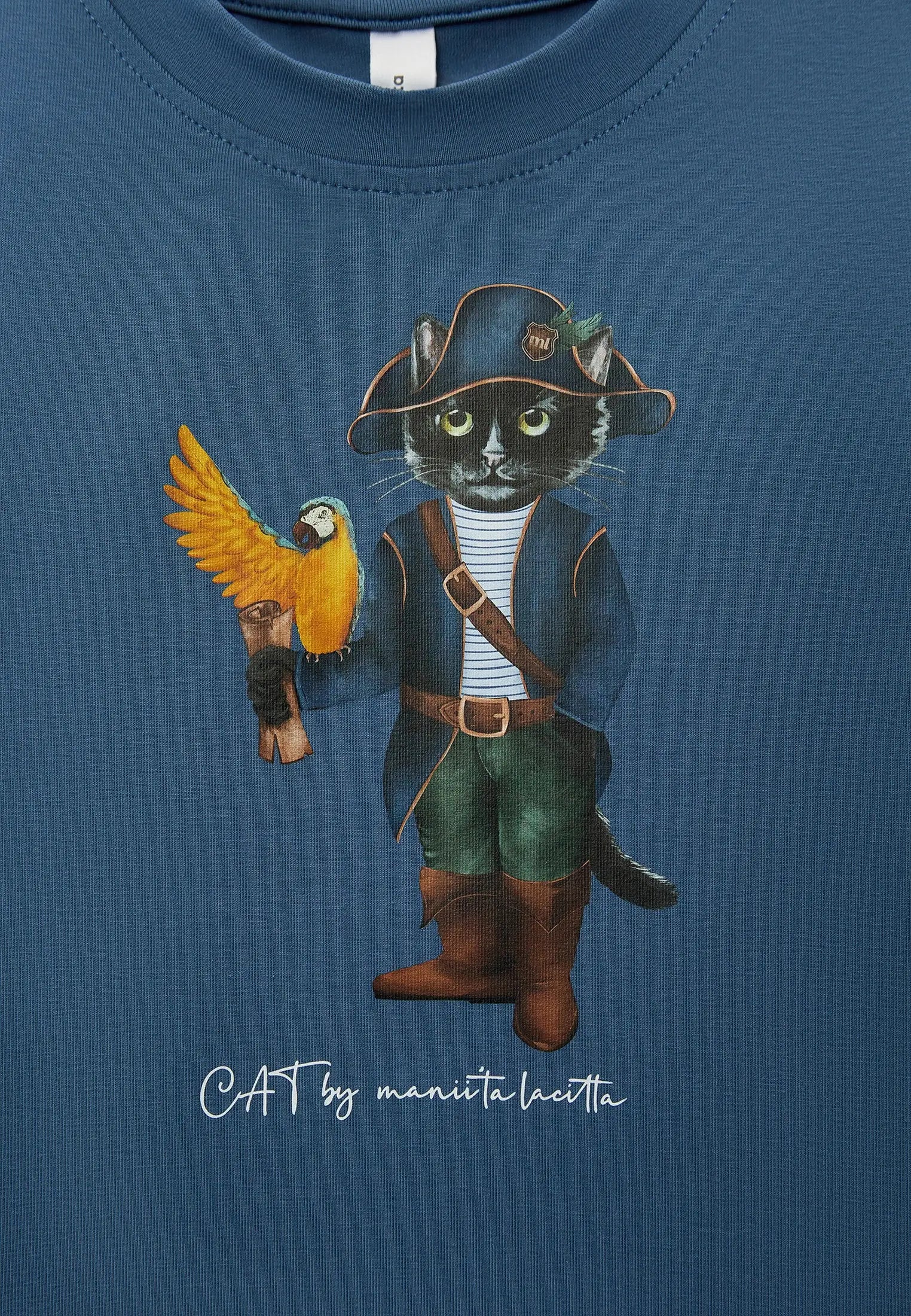 Blue t-shirt pirat cat - Funny Cat T-shirt | For Cat Lovers | CAT by maniita lacitta