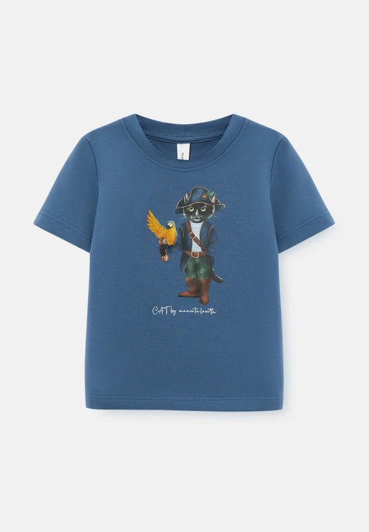 Blue T-shirt PIRAT CAT - Funny Cat T-shirt | For Cat Lovers | CAT by maniita lacitta