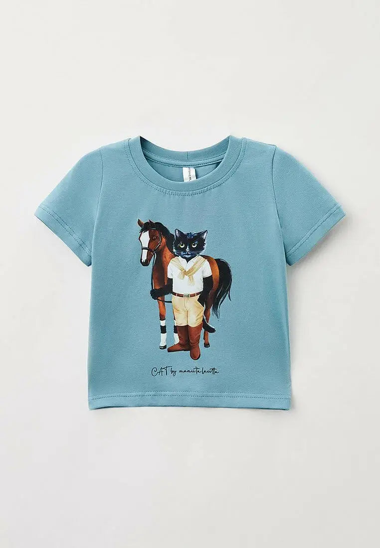 Blue t-shirt rider cat - Funny Cat T-shirt | For Cat Lovers | CAT by maniita lacitta