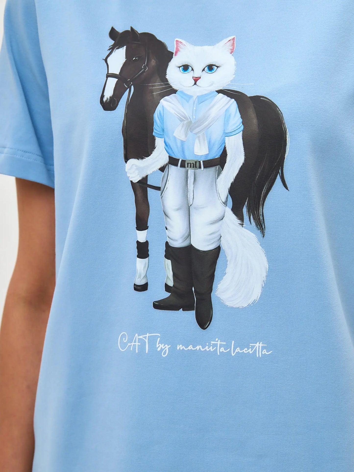 Blue t-shirt rider cat - Funny Cat T-shirt | For Cat Lovers | CAT by maniita lacitta