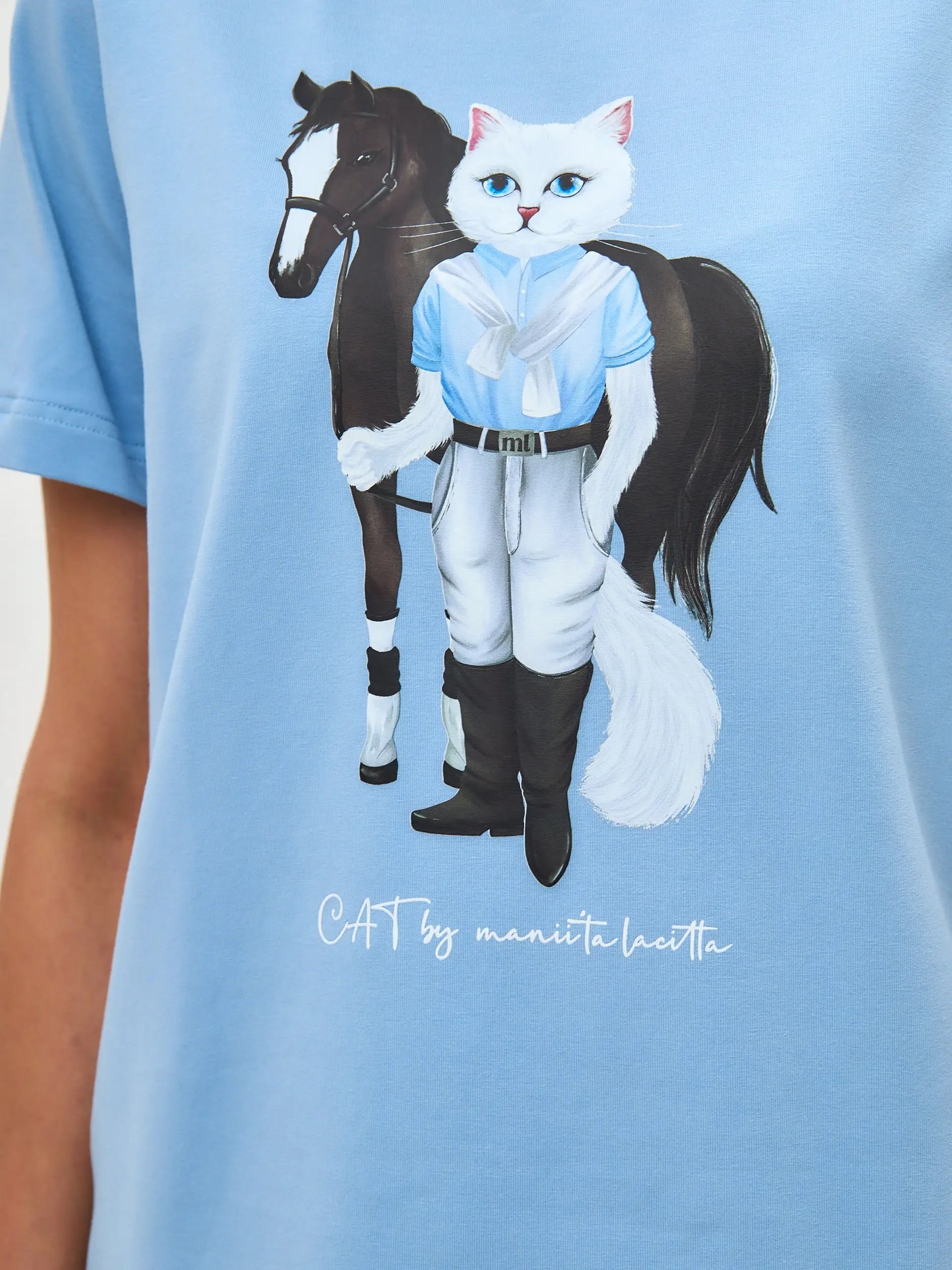 Blue t-shirt rider cat - Funny Cat T-shirt | For Cat Lovers | CAT by maniita lacitta