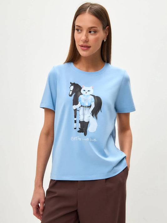 Blue t-shirt rider cat - Funny Cat T-shirt | For Cat Lovers | CAT by maniita lacitta