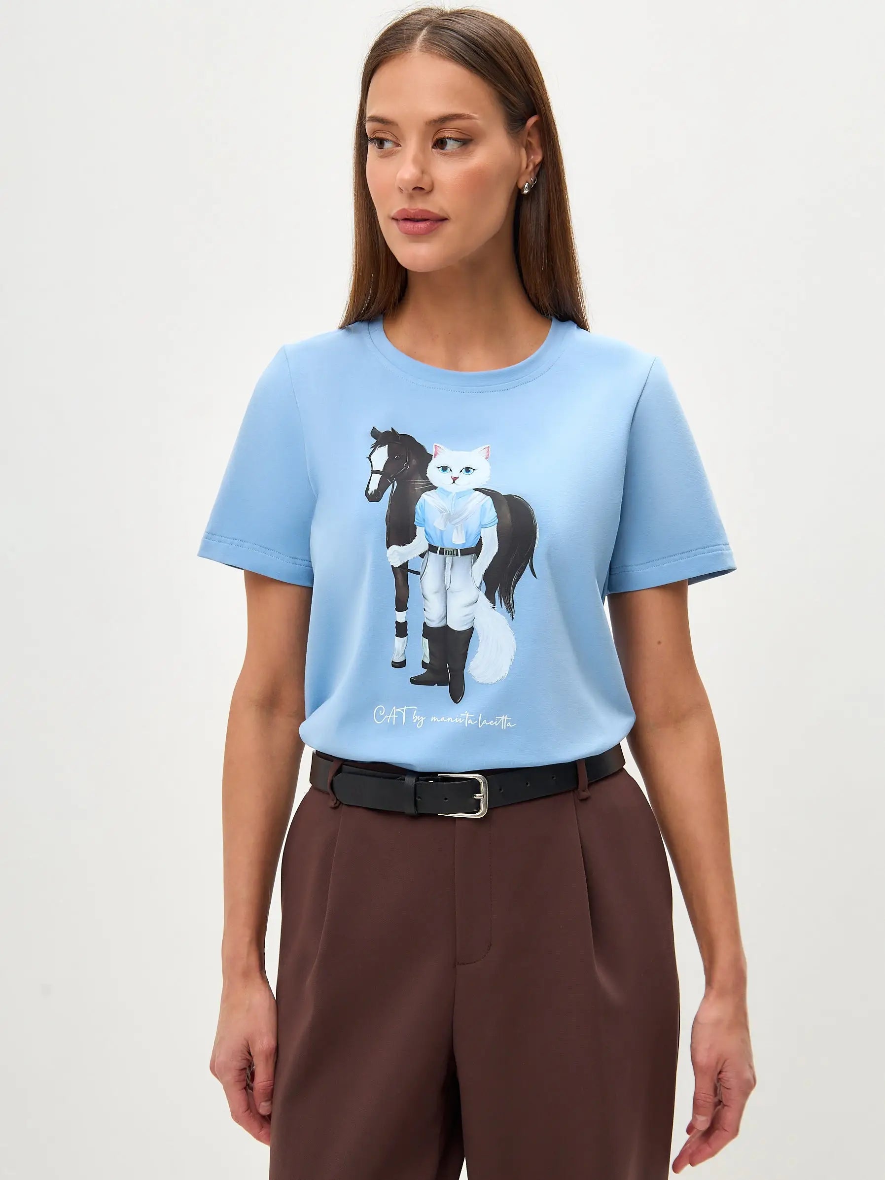 Blue t-shirt rider cat - Funny Cat T-shirt | For Cat Lovers | CAT by maniita lacitta