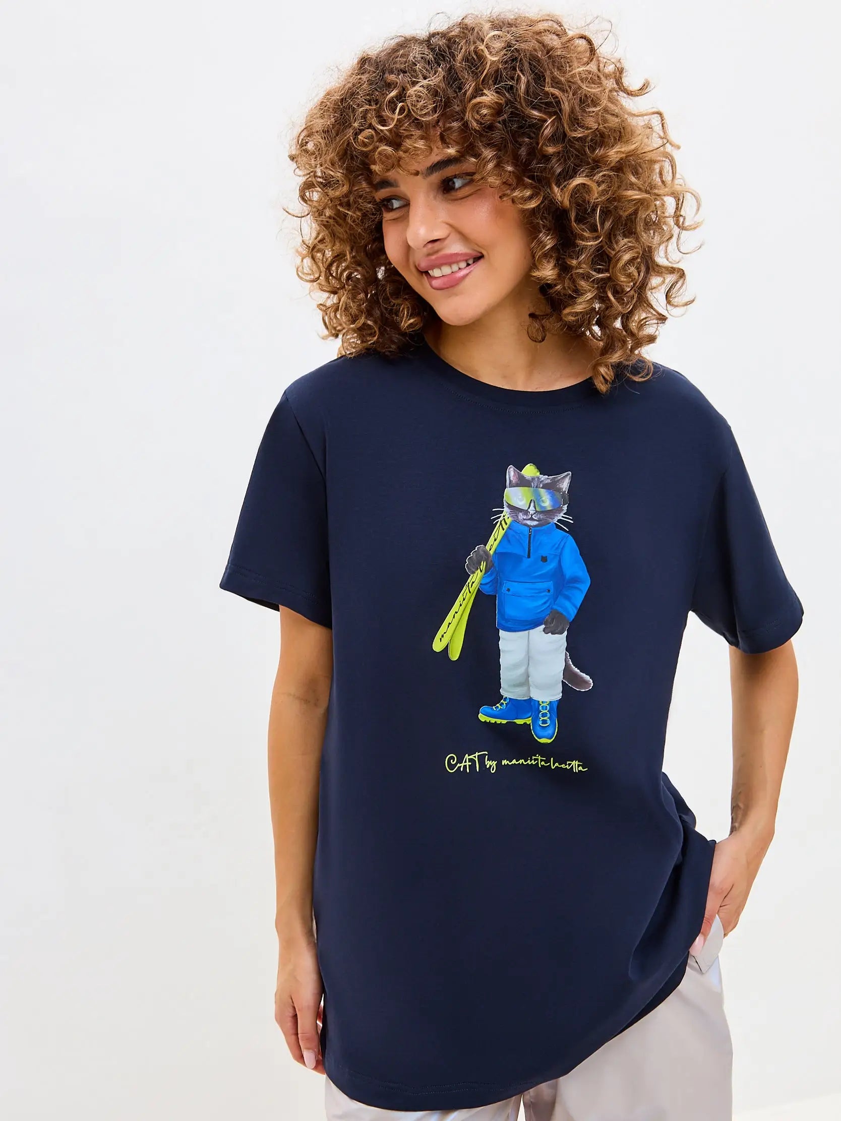 Blue t-shirt ski cat - Funny Cat T-shirt | For Cat Lovers | CAT by maniita lacitta