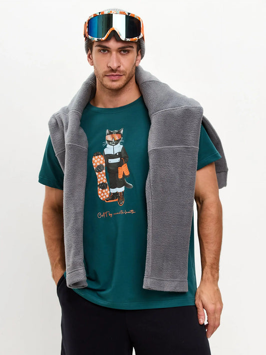 Blue t-shirt snowboard cat - Funny Cat T-shirt | For Cat Lovers | CAT by maniita lacitta