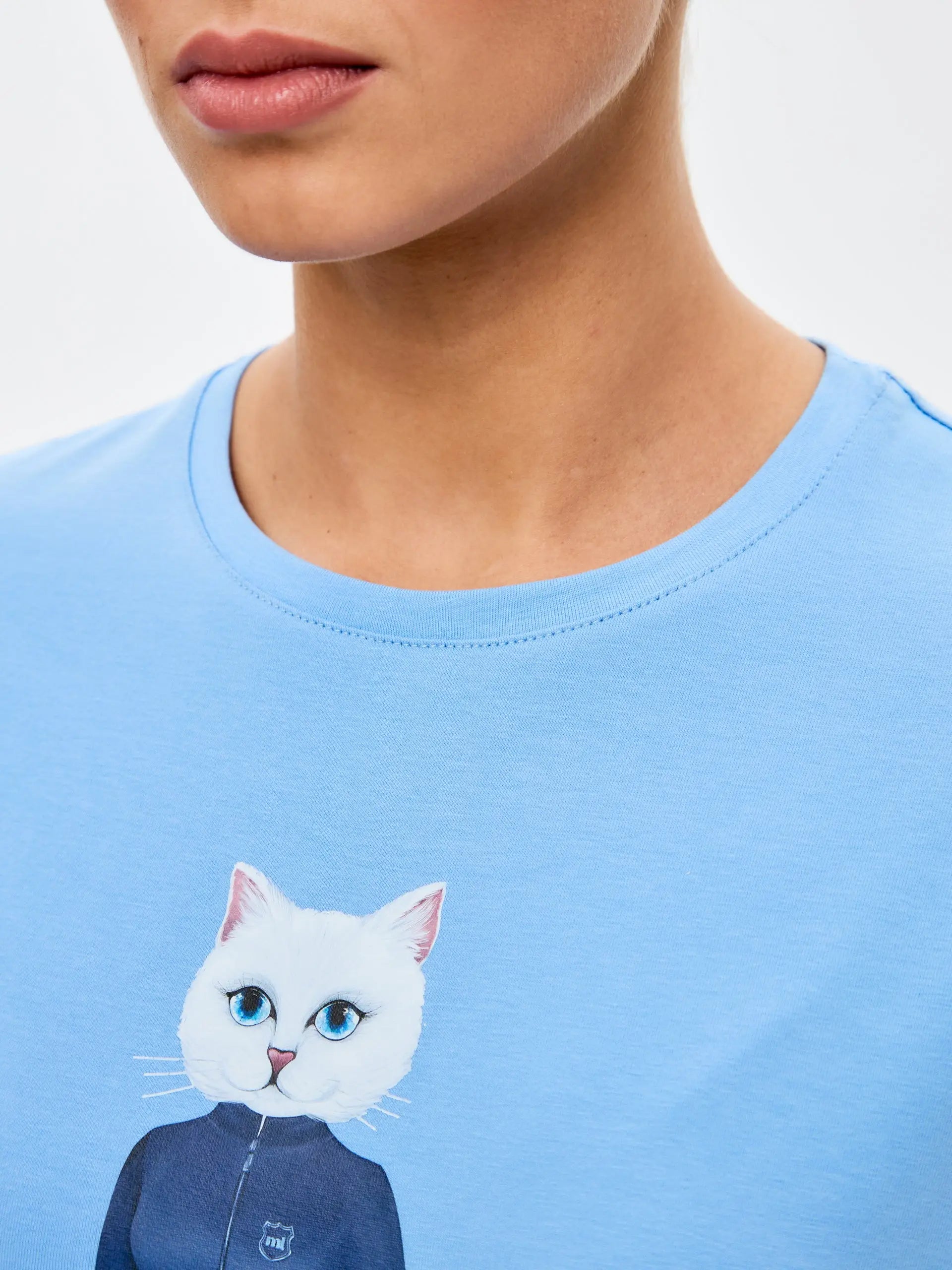 Blue t-shirt sport white cat - Funny Cat T-shirt | For Cat Lovers | CAT by maniita lacitta