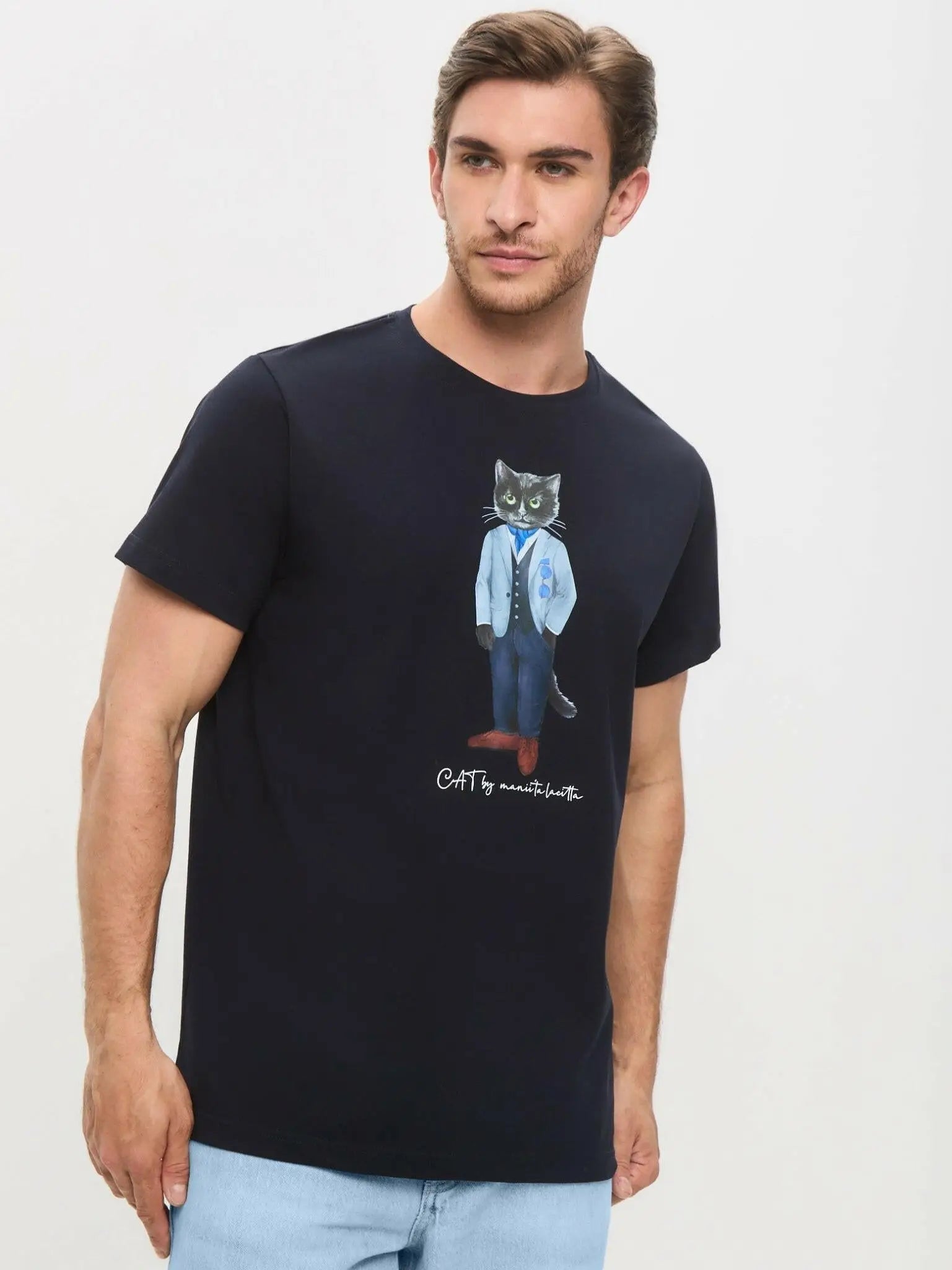 Blue t-shirt suit cat - Funny Cat T-shirt | For Cat Lovers | CAT by maniita lacitta
