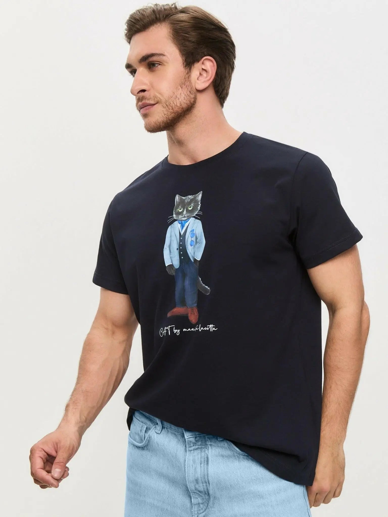 Blue t-shirt suit cat - Funny Cat T-shirt | For Cat Lovers | CAT by maniita lacitta