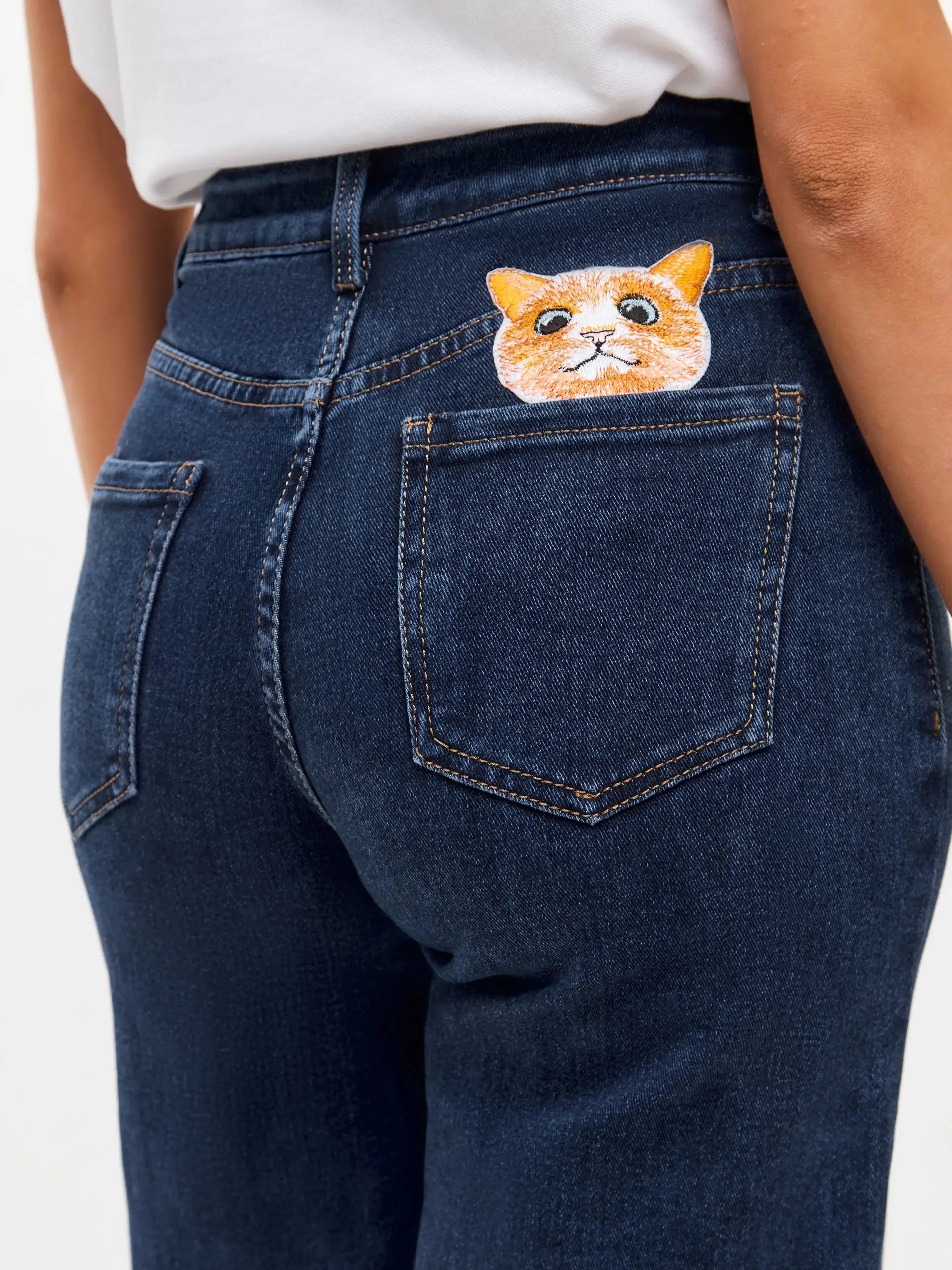 Blue women’s jeans - Funny Cat Bottom | For Cat Lovers | CAT by maniita lacitta