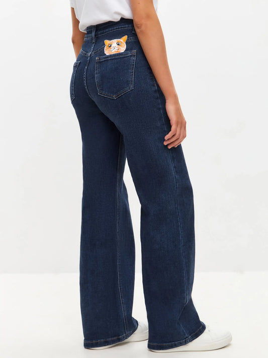 Blue women’s jeans - Funny Cat Bottom | For Cat Lovers | CAT by maniita lacitta