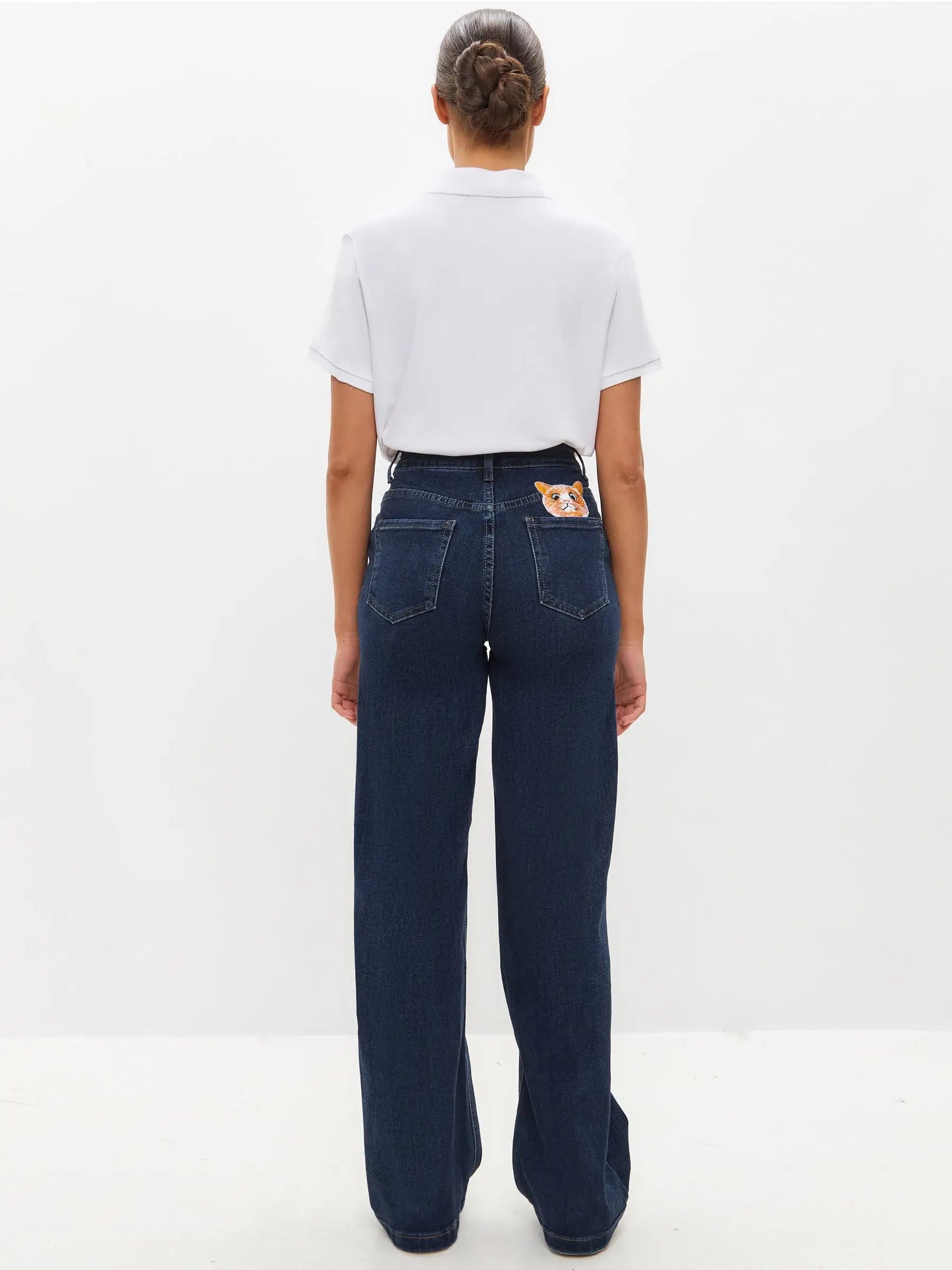 Blue women’s jeans - Funny Cat Bottom | For Cat Lovers | CAT by maniita lacitta