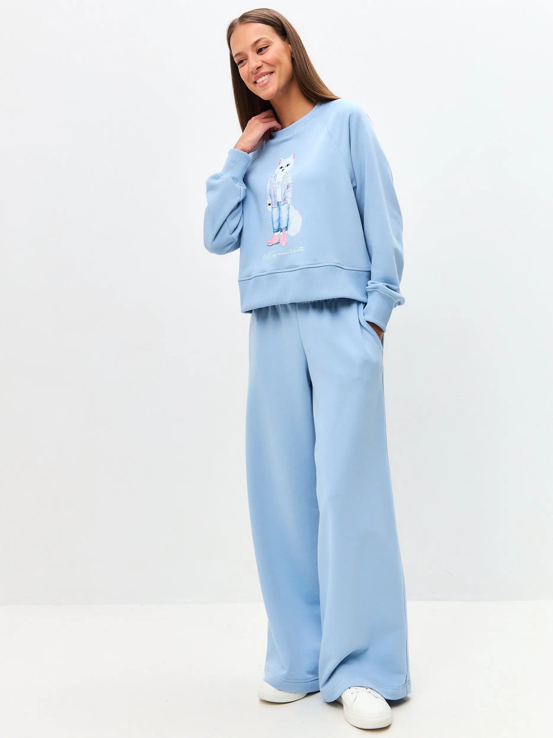 Blue women’s sweatpants - Funny Cat Bottom | For Cat Lovers | CAT by maniita lacitta