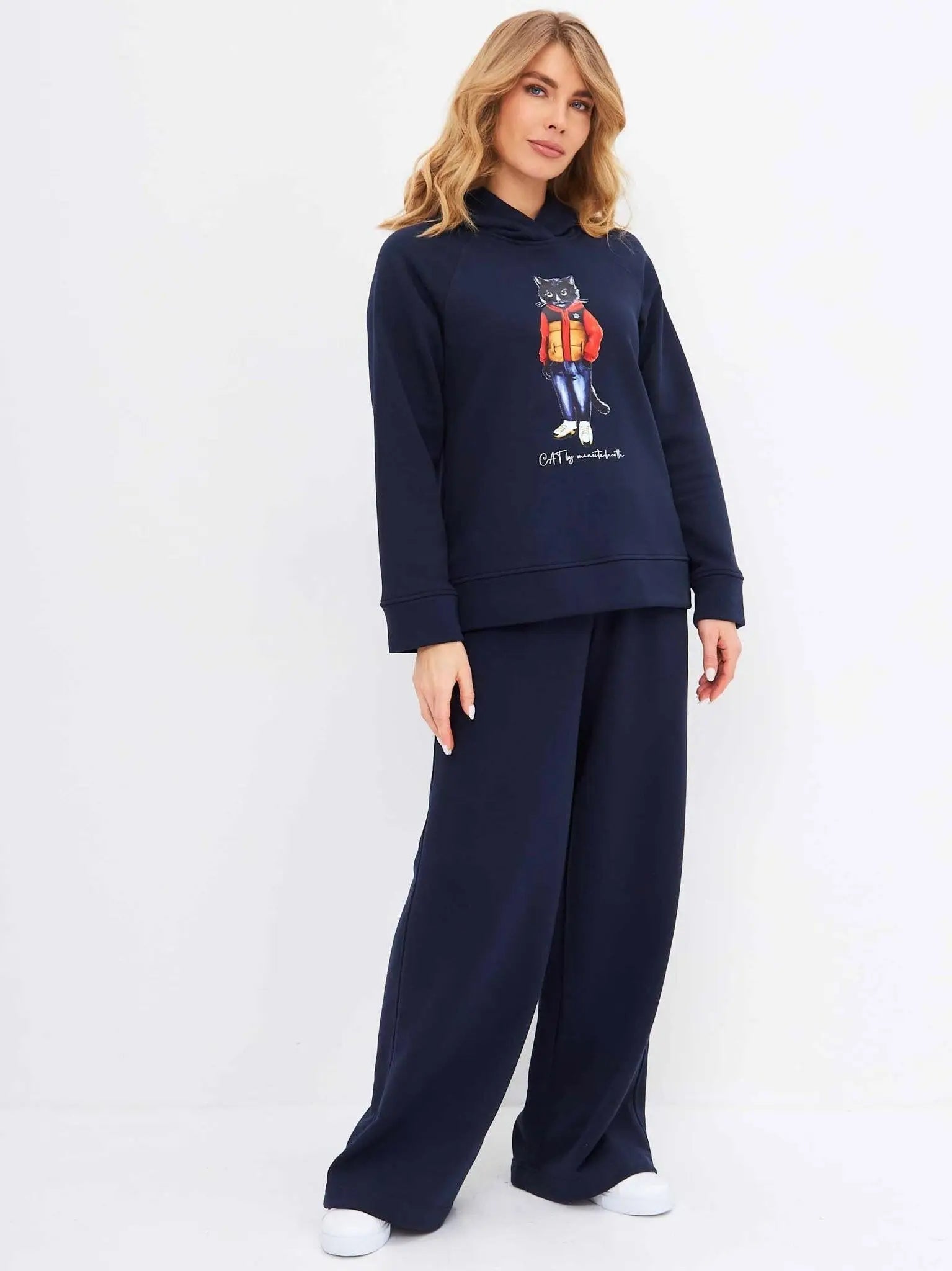 Blue women’s sweatpants - Funny Cat Bottom | For Cat Lovers | CAT by maniita lacitta