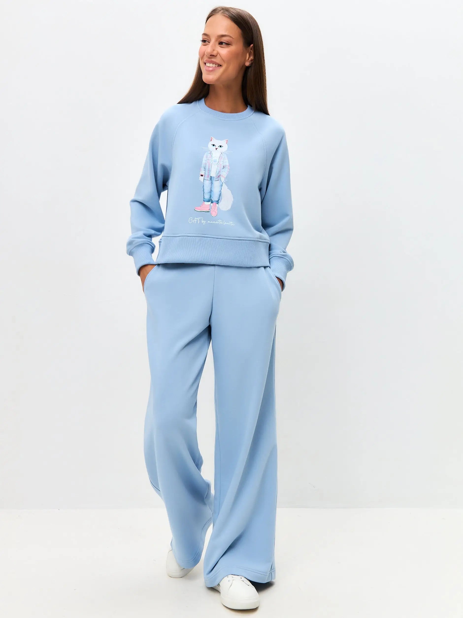 Blue women’s sweatpants - Funny Cat Bottom | For Cat Lovers | CAT by maniita lacitta