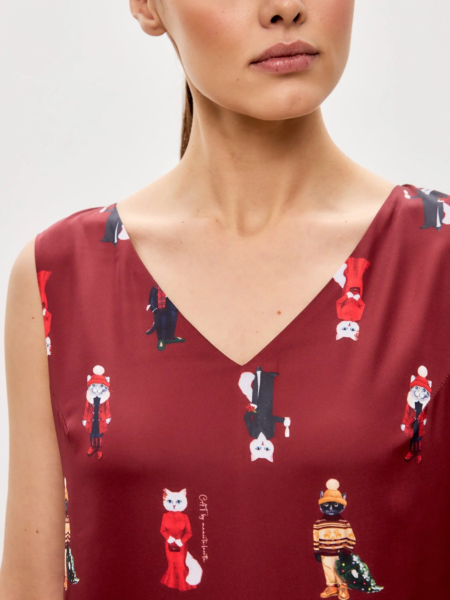 Bordo silk loungewear - Funny Cat Loungewear | For Cat Lovers | CAT by maniita lacitta
