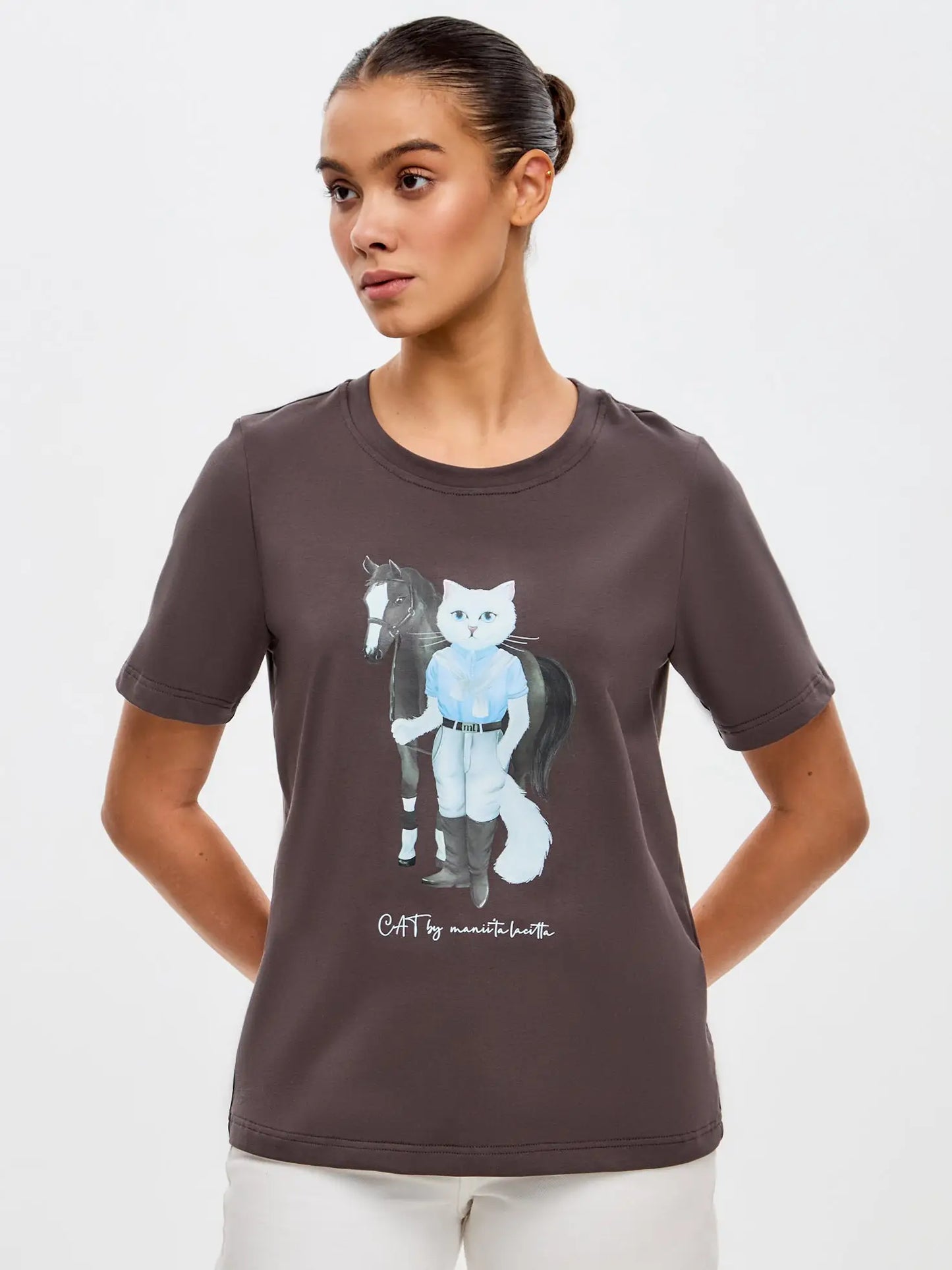 Brown t-shirt rider cat - Funny Cat T-shirt | For Cat Lovers | CAT by maniita lacitta