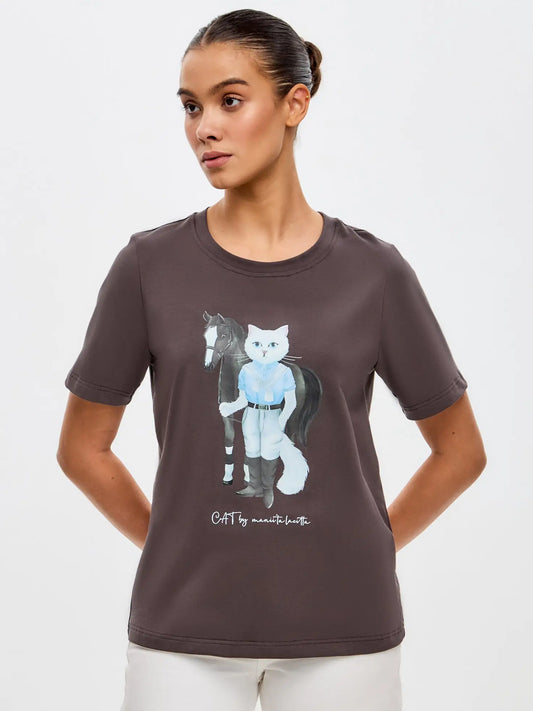 Brown t-shirt rider cat - Funny Cat T-shirt | For Cat Lovers | CAT by maniita lacitta