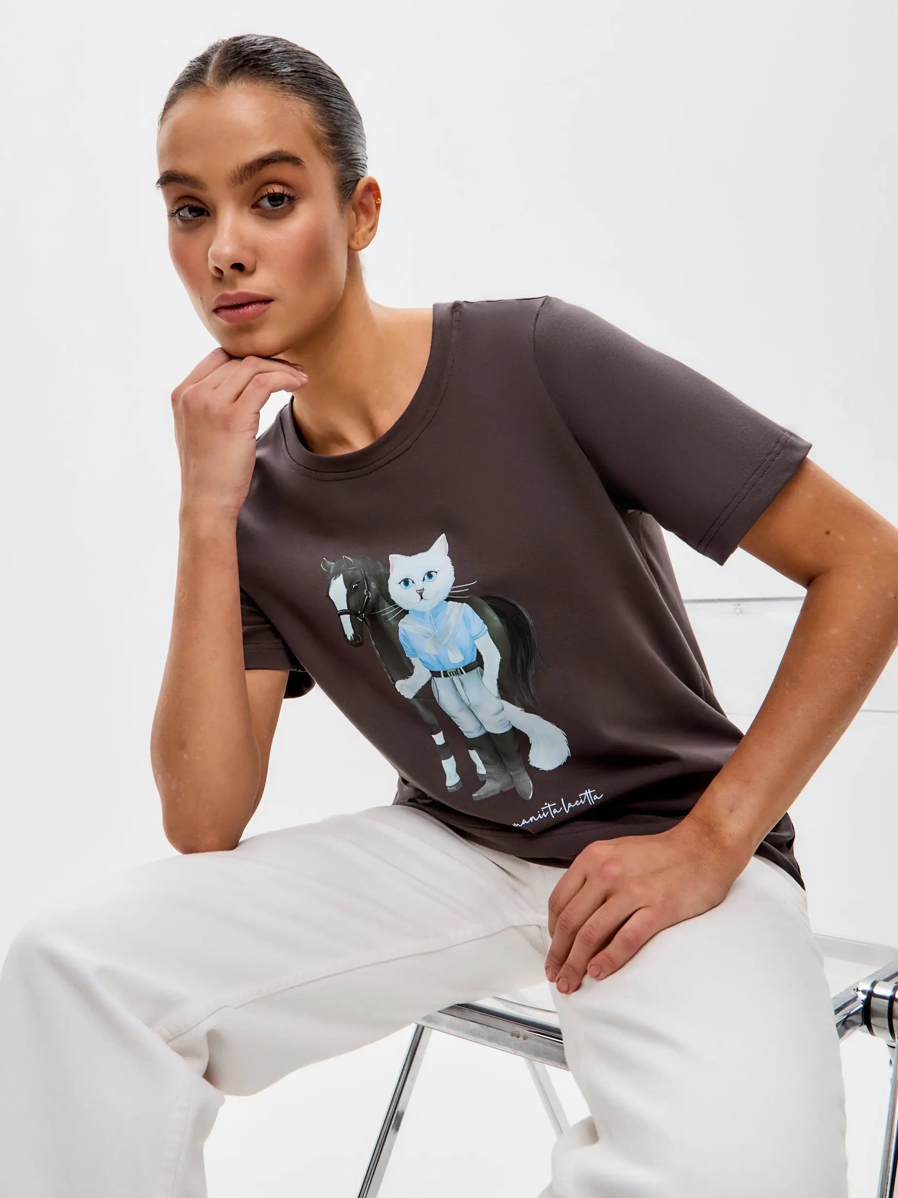 Brown t-shirt rider cat - Funny Cat T-shirt | For Cat Lovers | CAT by maniita lacitta