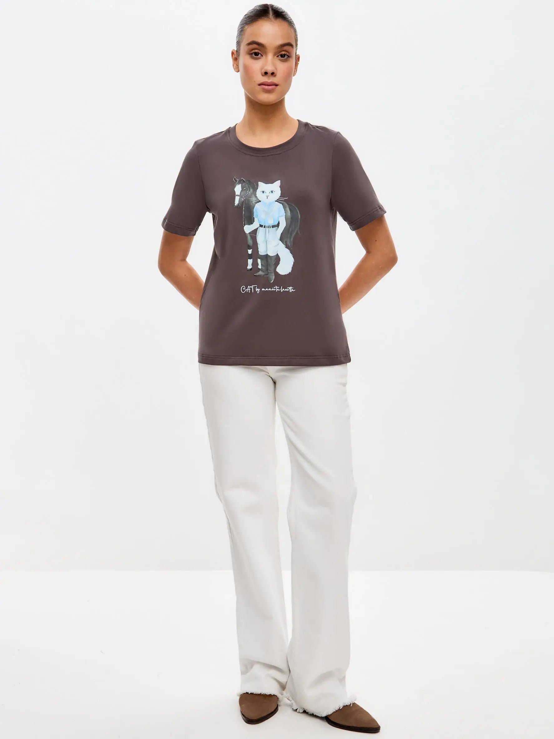 Brown t-shirt rider cat - Funny Cat T-shirt | For Cat Lovers | CAT by maniita lacitta