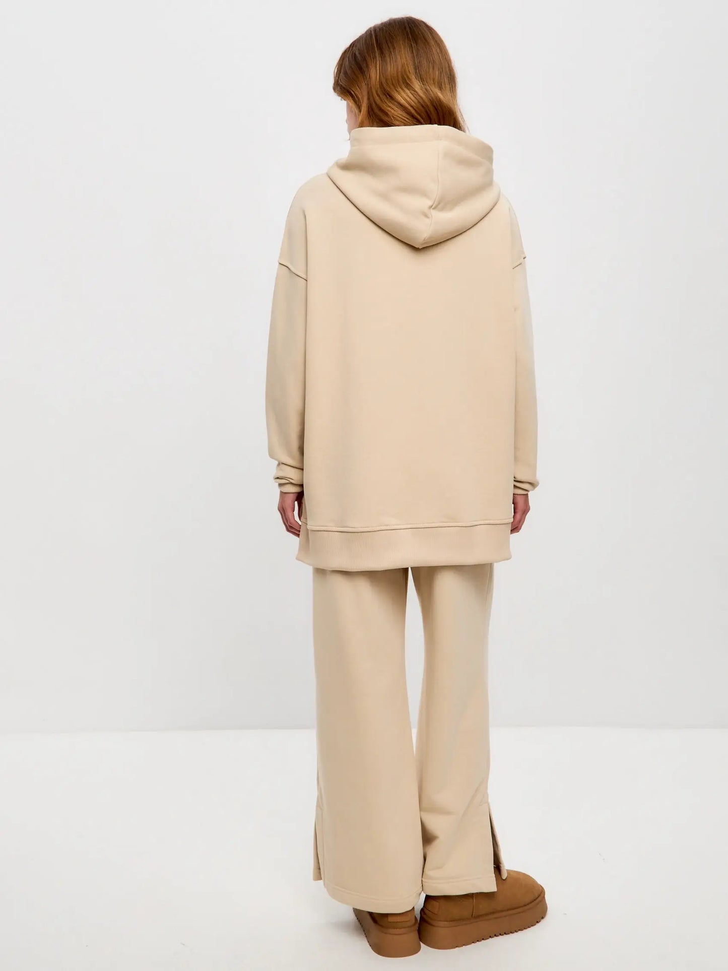 Christmas set: beige sports chic women’s suit over-hoodie with cat and culottes - Funny Cat | For Cat Lovers | CAT