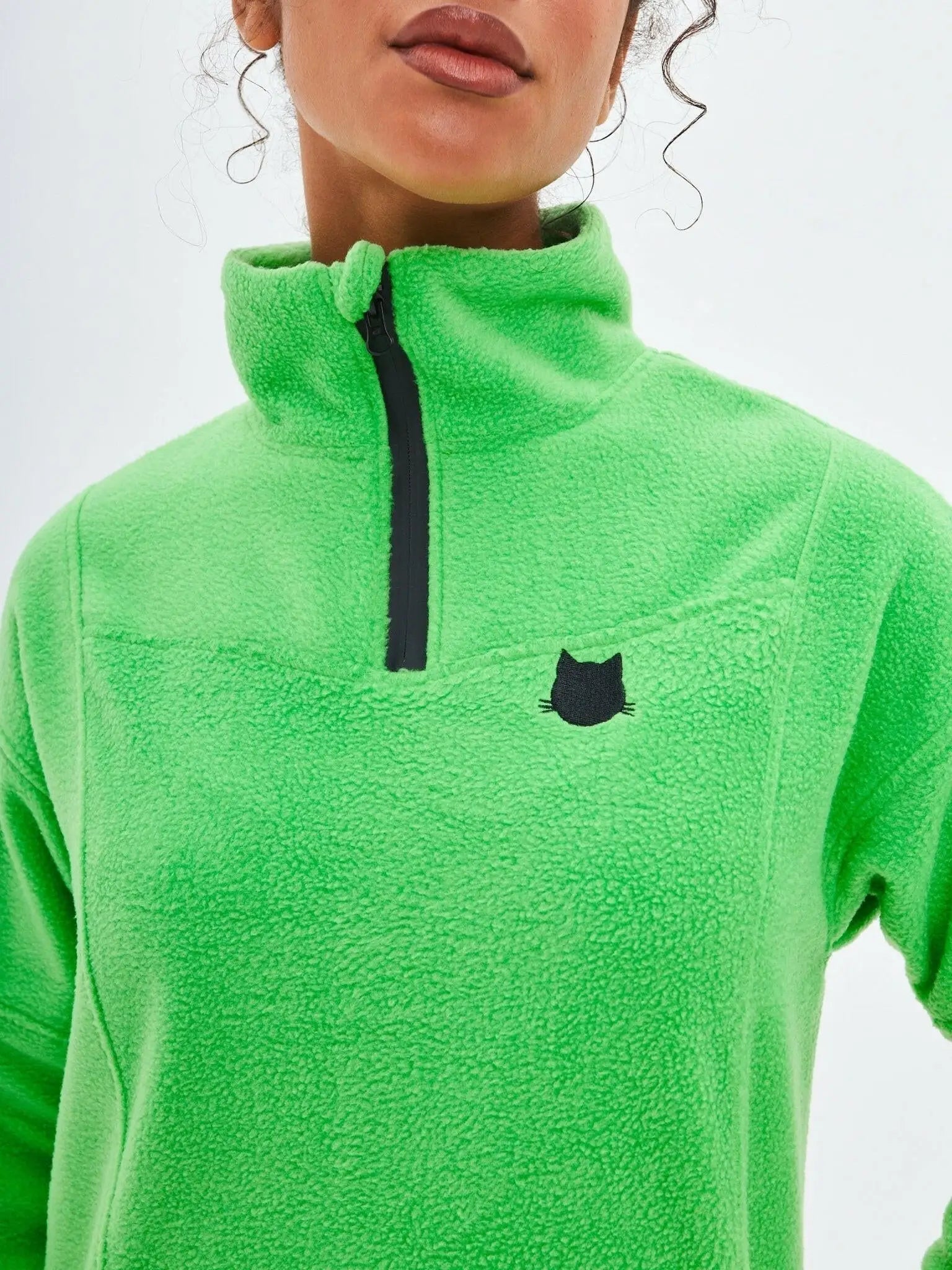 Green fleece sweatshirt - Funny Cat Fleece (recycled) | For Cat Lovers | CAT by maniita lacitta