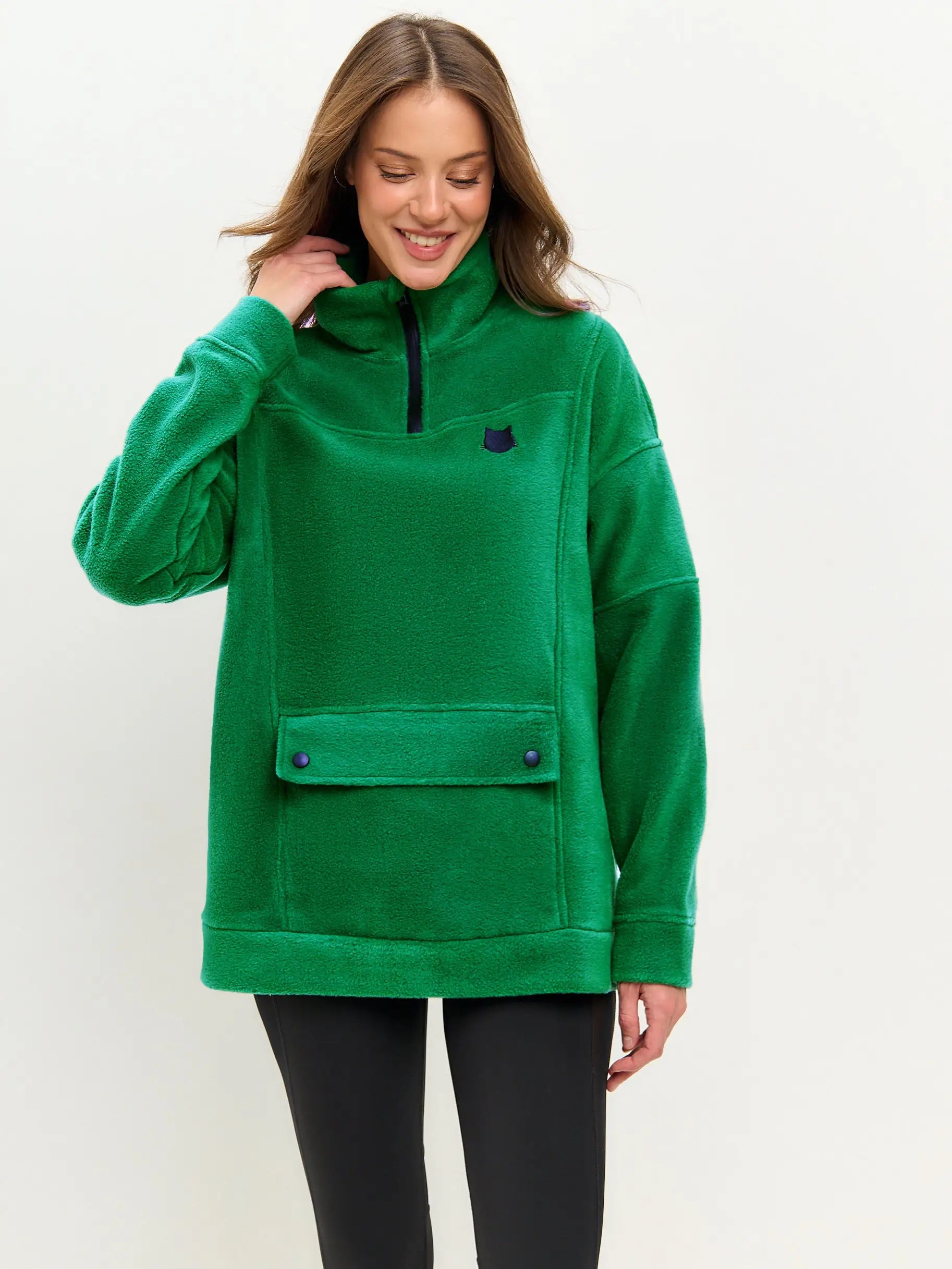 Green fleece sweatshirt - Funny Cat Fleece (recycled) | For Cat Lovers | CAT by maniita lacitta