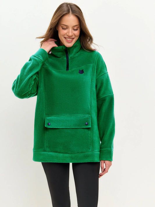 Green Fleece sweatshirt - Funny Cat Fleece (recycled) | For Cat Lovers | CAT by maniita lacitta