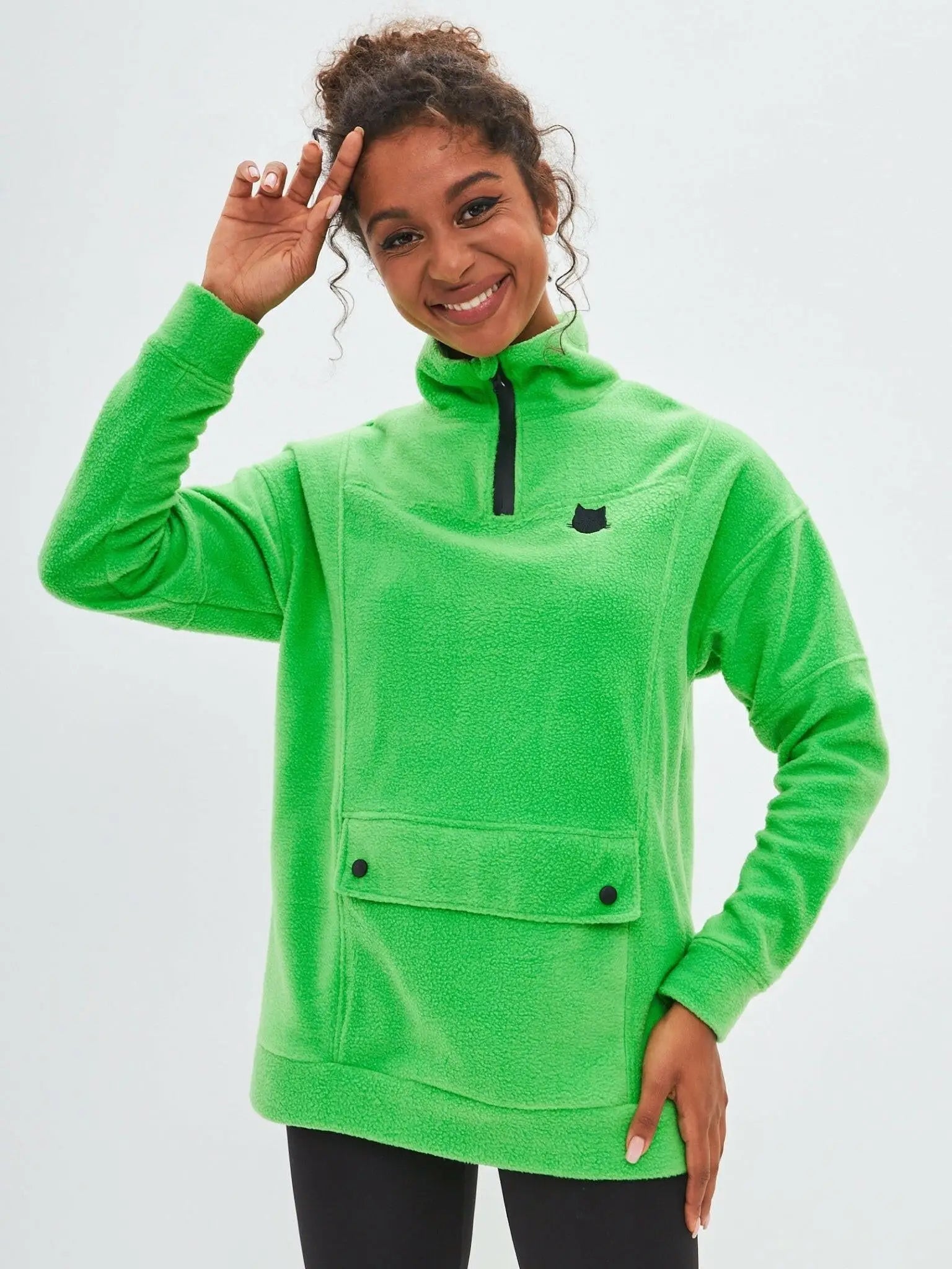 Green fleece sweatshirt - Funny Cat Fleece (recycled) | For Cat Lovers | CAT by maniita lacitta