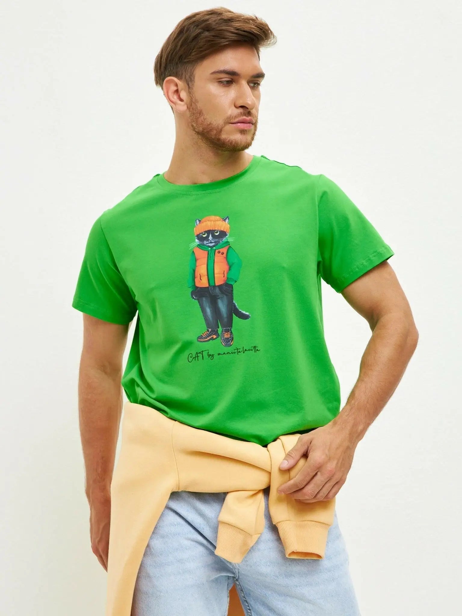 Green printed t-shirt hoodie cat - Funny Cat T-shirt | For Cat Lovers | CAT by maniita lacitta