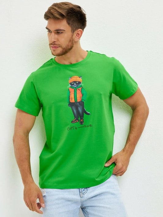 Green printed t-shirt hoodie cat - Funny Cat T-shirt | For Cat Lovers | CAT by maniita lacitta