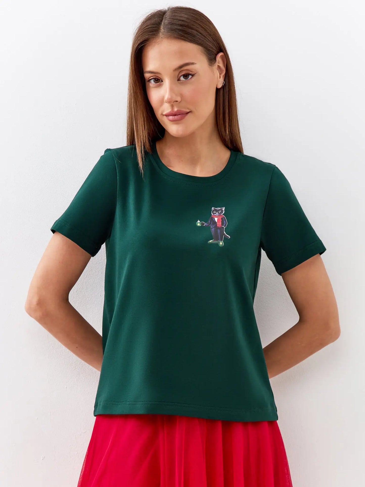 Green t-shirt new year cat - Funny Cat T-shirt | For Cat Lovers | CAT by maniita lacitta