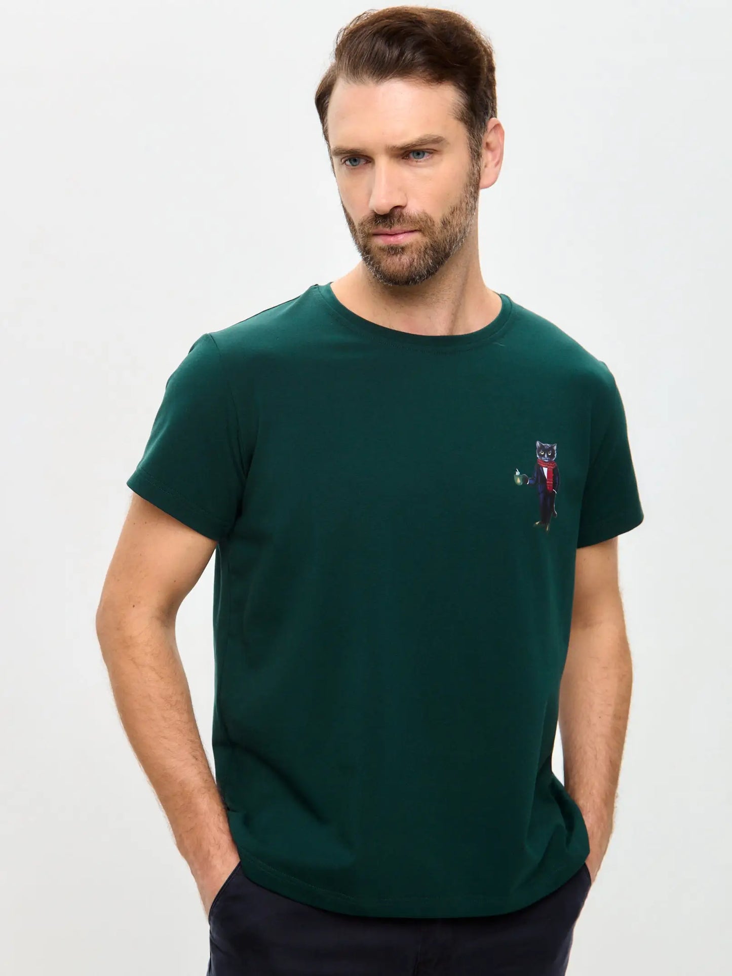 Green t-shirt new year cat - Funny Cat T-shirt | For Cat Lovers | CAT by maniita lacitta