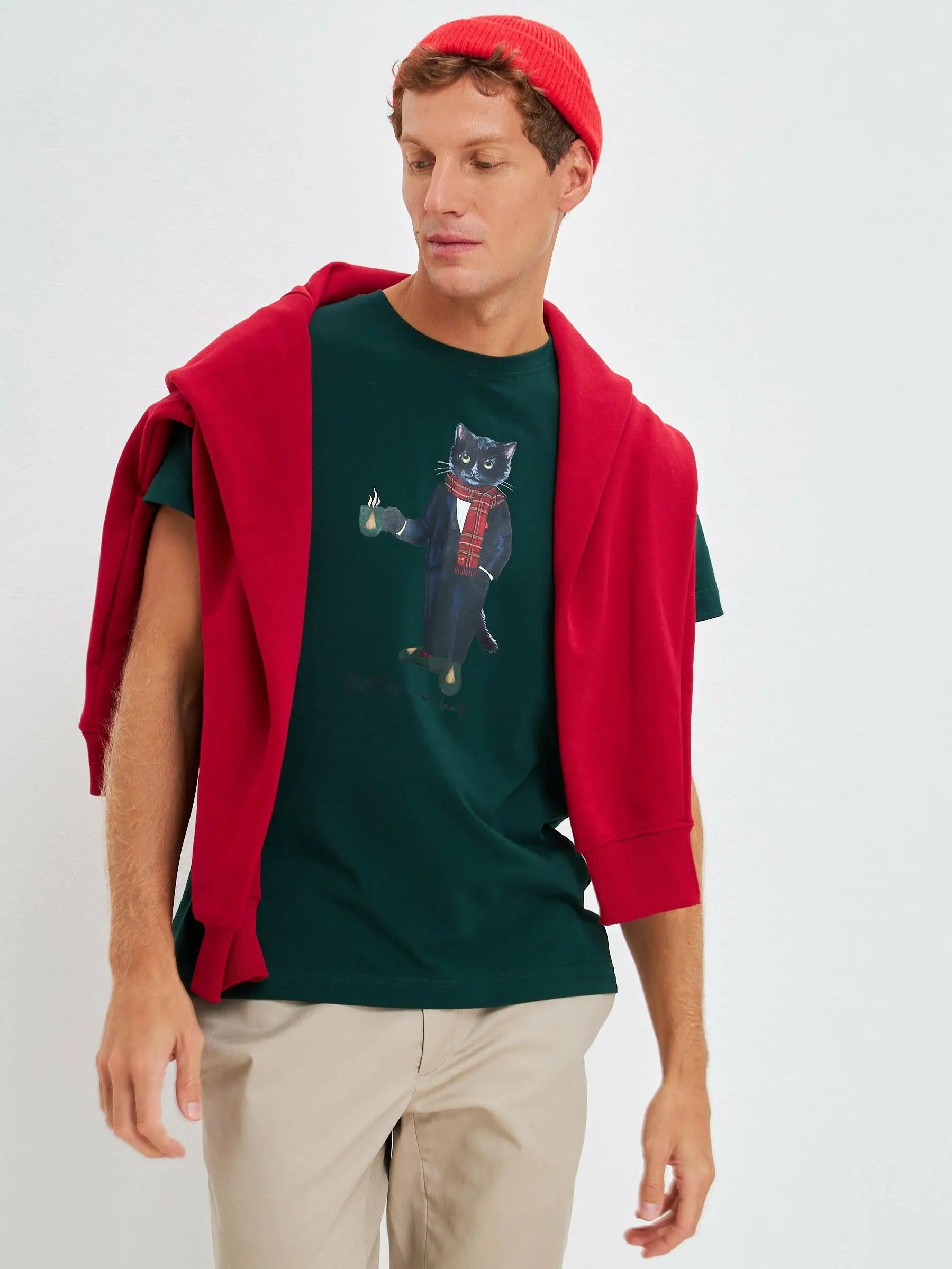 Green t-shirt new year cat - Funny Cat T-shirt | For Cat Lovers | CAT by maniita lacitta