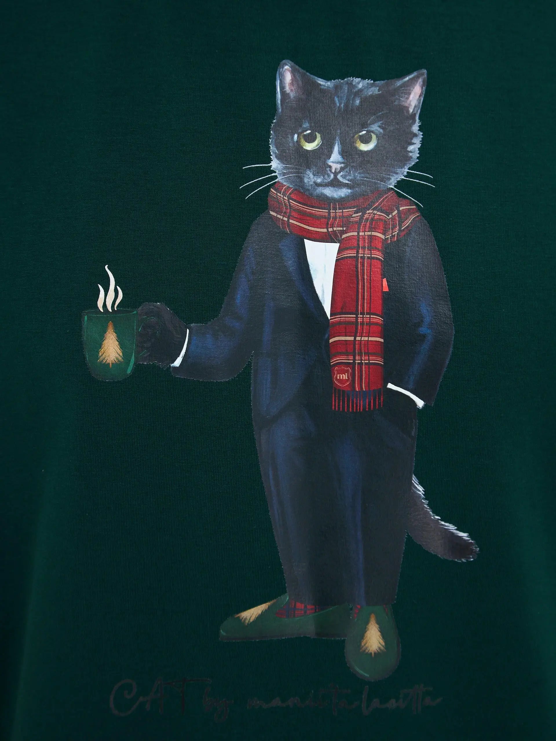 Green t-shirt new year cat - Funny Cat T-shirt | For Cat Lovers | CAT by maniita lacitta