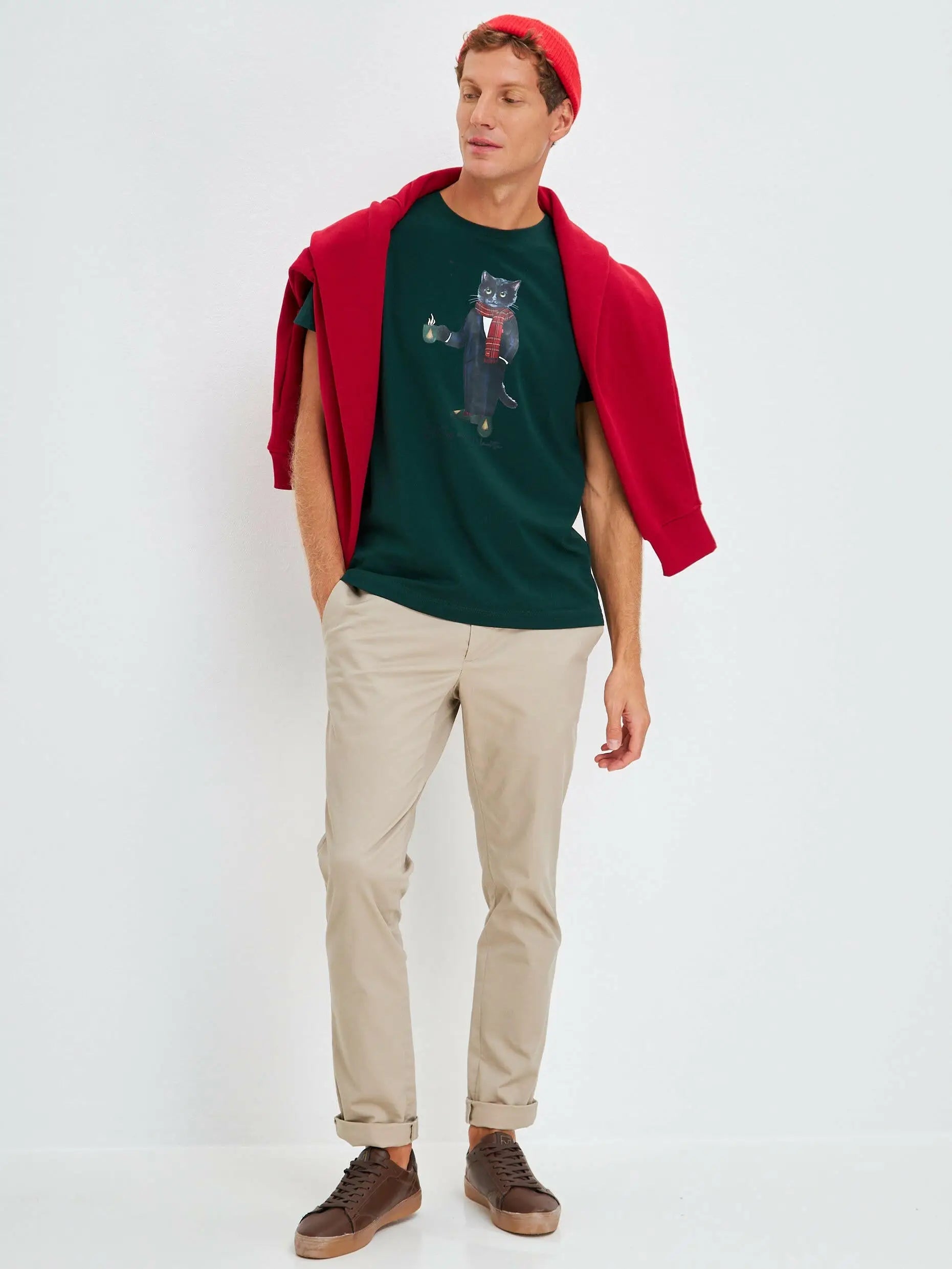 Green t-shirt new year cat - Funny Cat T-shirt | For Cat Lovers | CAT by maniita lacitta