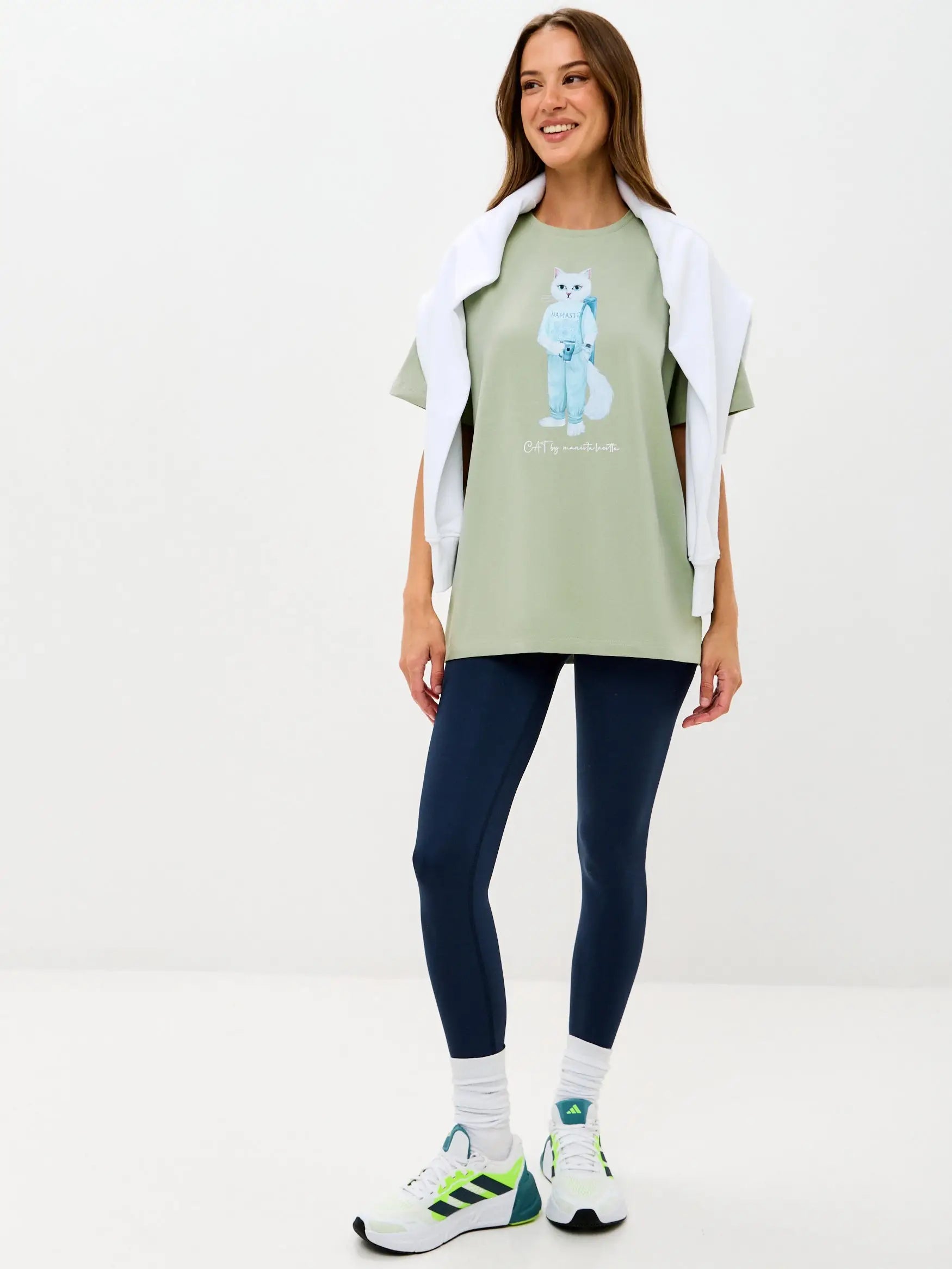 Green t-shirt yoga cat - Funny Cat T-shirt | For Cat Lovers | CAT by maniita lacitta