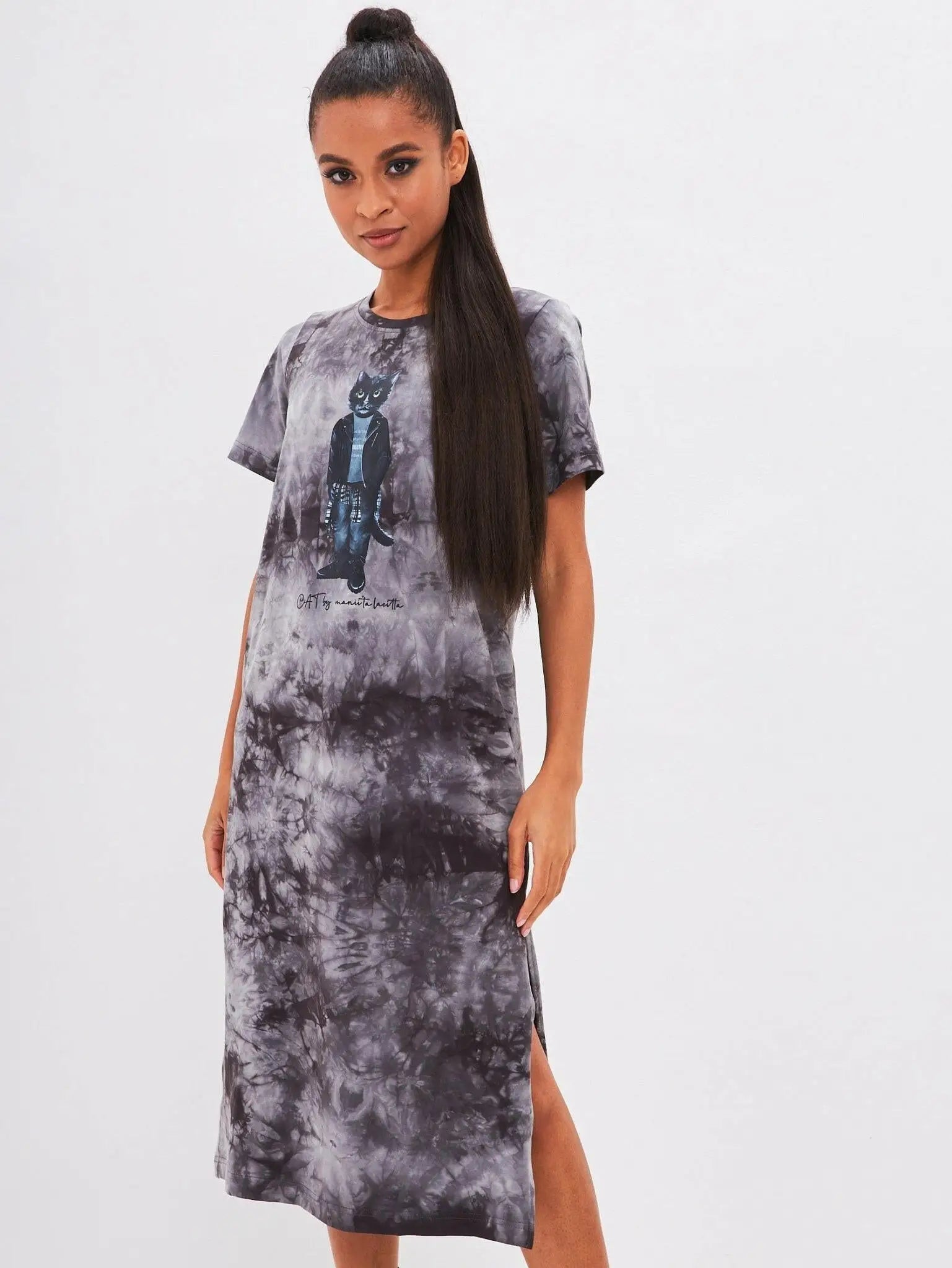 Grey printed dress rocker cat - Funny Cat Dress | For Cat Lovers | CAT by maniita lacitta