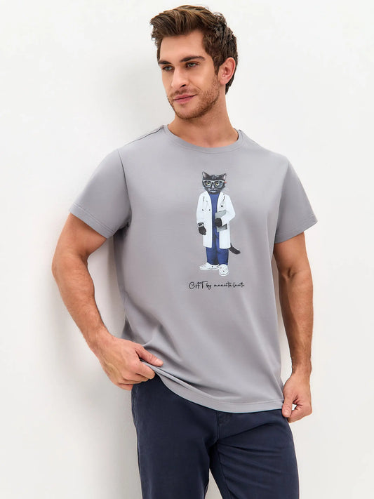 Grey t-shirt doctor cat - Funny Cat T-shirt | For Cat Lovers | CAT by maniita lacitta