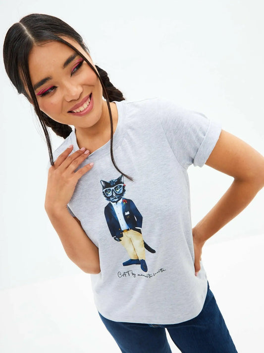 Grey t-shirt regatta cat - Funny Cat T-shirt | For Cat Lovers | CAT by maniita lacitta