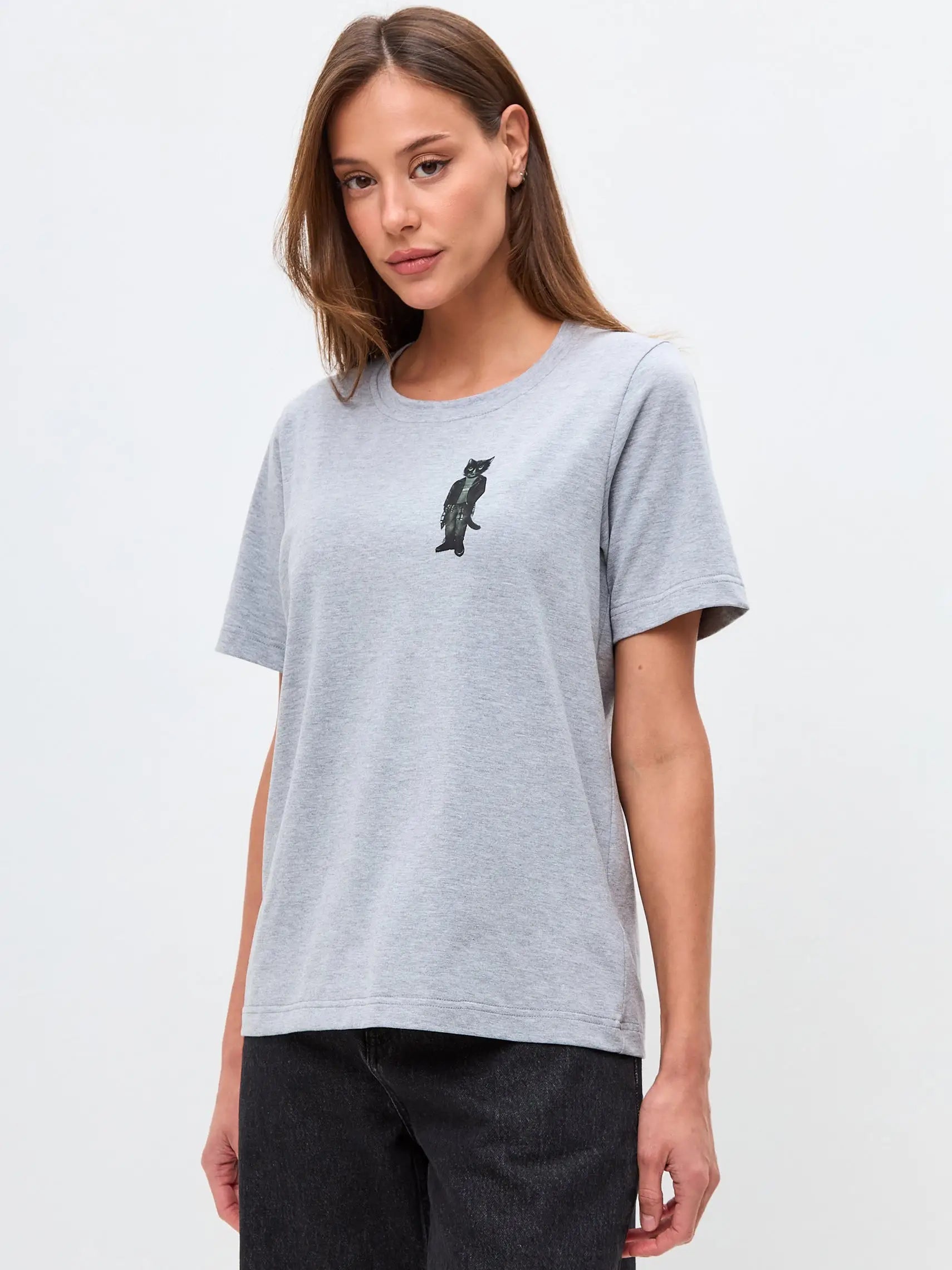 Grey t-shirt rocker cat - Funny Cat T-shirt | For Cat Lovers | CAT by maniita lacitta