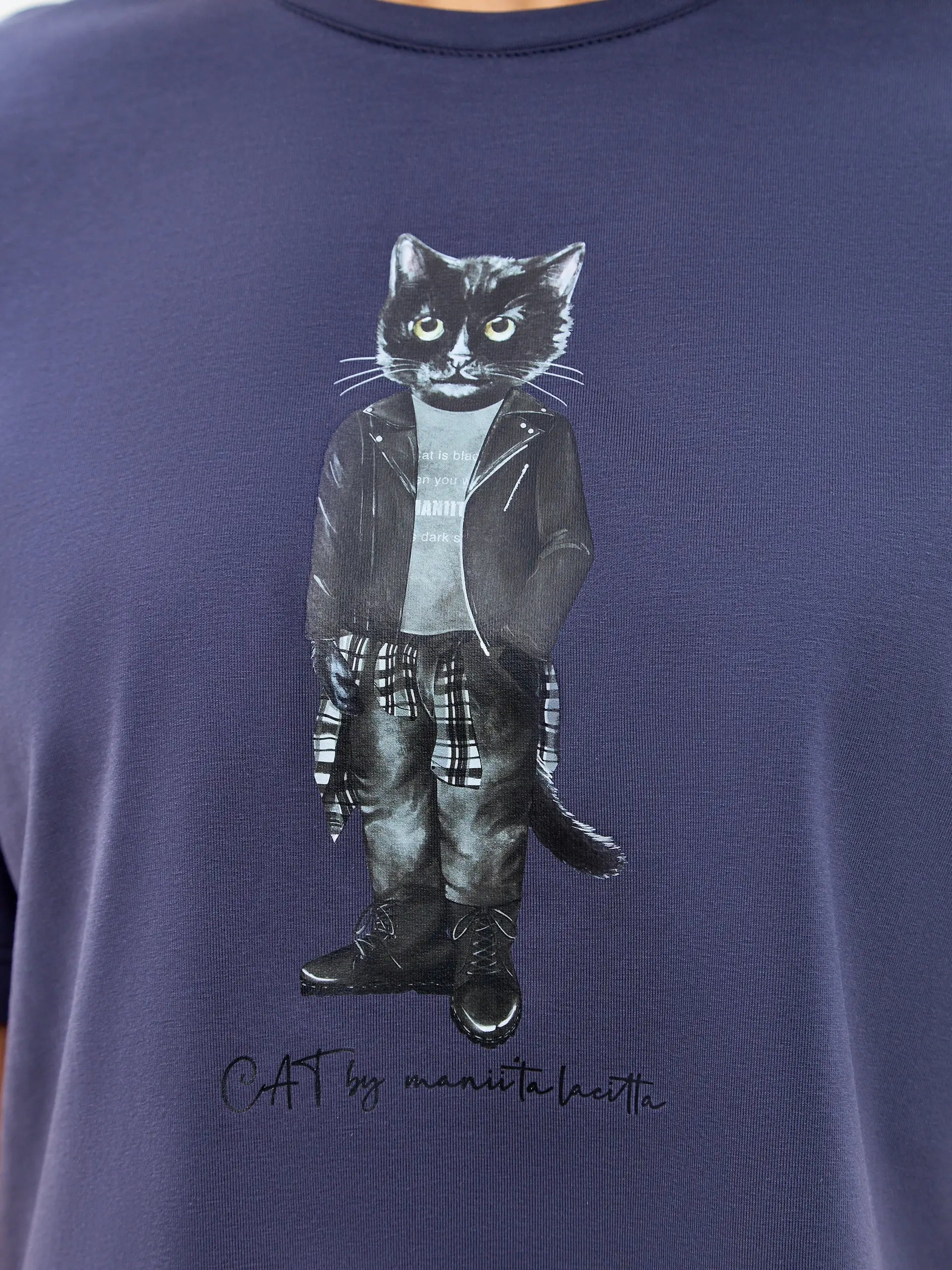 Grey t-shirt rocker cat - Funny Cat T-shirt | For Cat Lovers | CAT by maniita lacitta