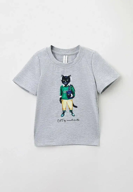 Grey t-shirt school cat - Funny Cat T-shirt | For Cat Lovers | CAT by maniita lacitta