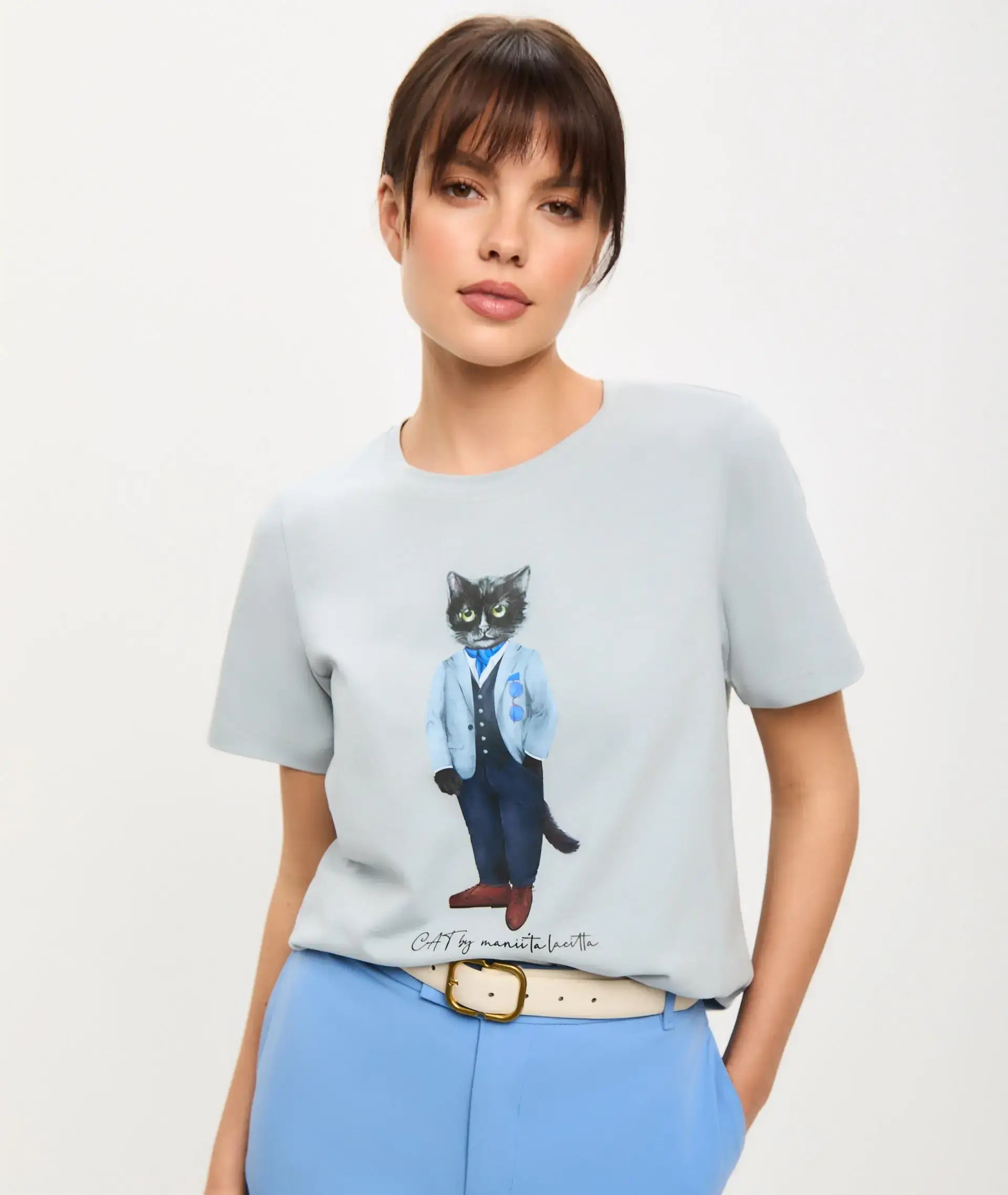 Grey t-shirt suit cat - Funny Cat T-shirt | For Cat Lovers | CAT by maniita lacitta