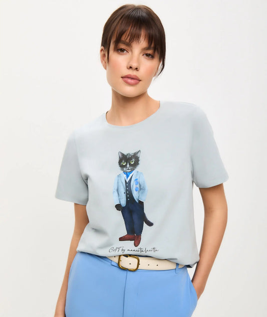 Grey t-shirt suit cat - Funny Cat T-shirt | For Cat Lovers | CAT by maniita lacitta