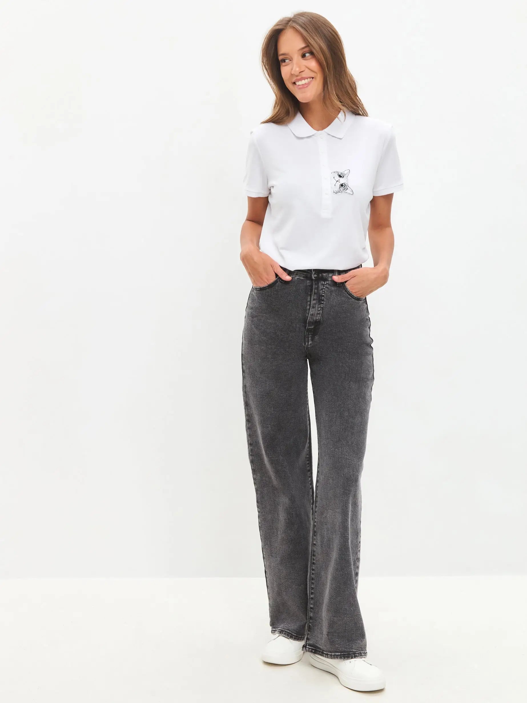 Grey women’s jeans - Funny Cat Bottom | For Cat Lovers | CAT by maniita lacitta