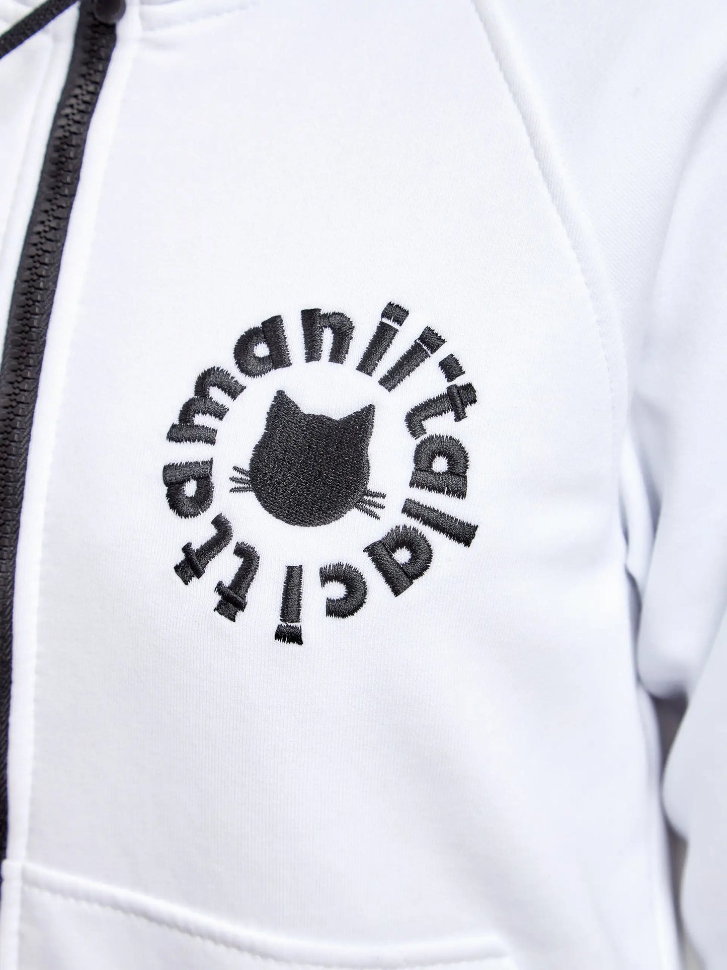 Logo cat set: white zip hoodie and black sweatpants - Funny Cat | For Cat Lovers | CAT by maniita lacitta