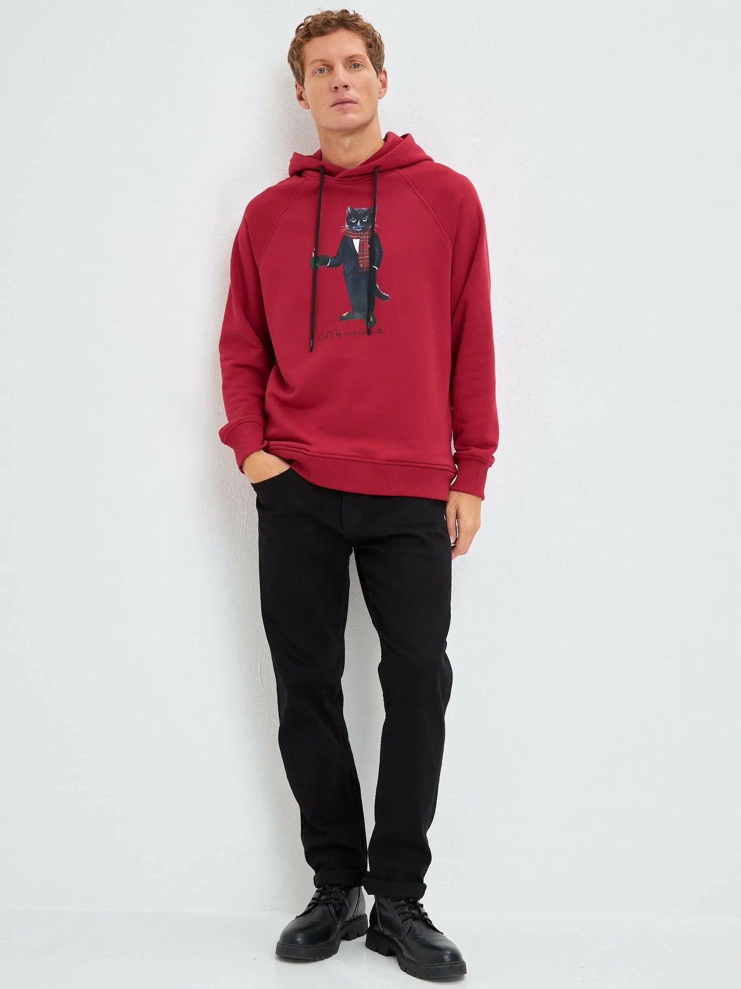 Maroon hoodie new year cat - Funny Cat Hoodie & sweatshirt | For Cat Lovers | CAT by maniita