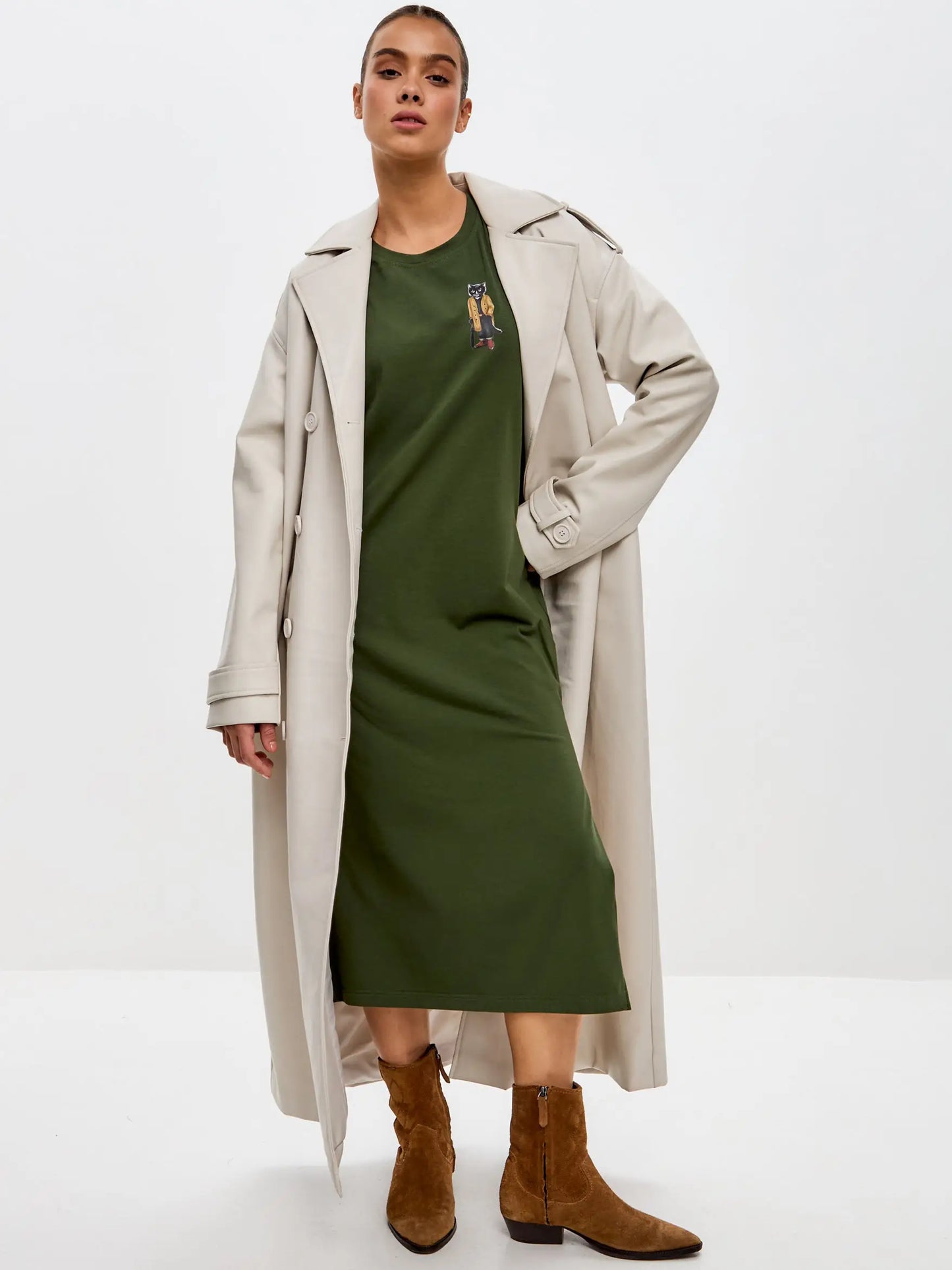 Olive dress trench coat cat - Funny Cat Dress | For Cat Lovers | CAT by maniita lacitta