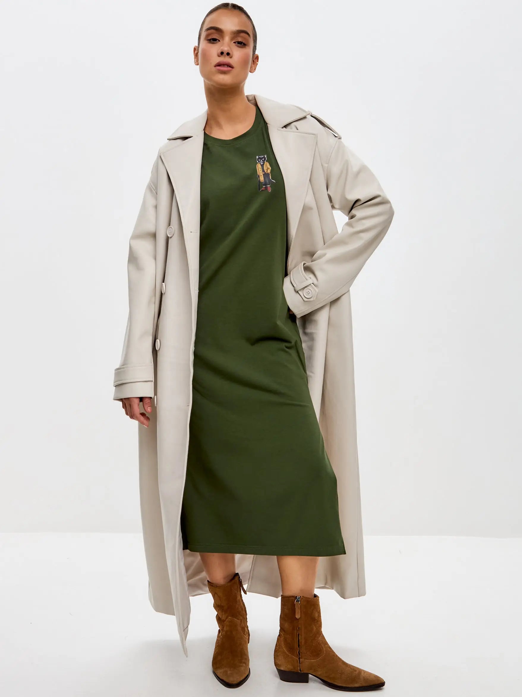Olive dress trench coat cat - Funny Cat Dress | For Cat Lovers | CAT by maniita lacitta